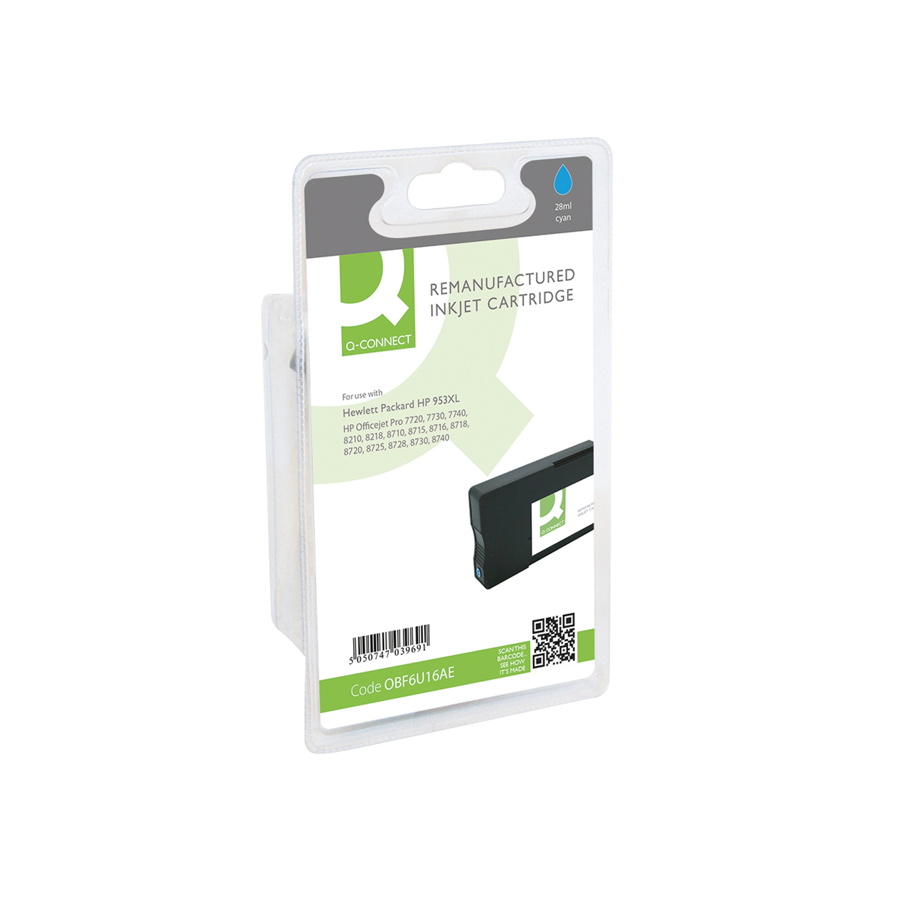 Image of Q-Connect Remanufactured Inkjet Cartridge Cyan For HP F6U16AE F6U16AE-COMP