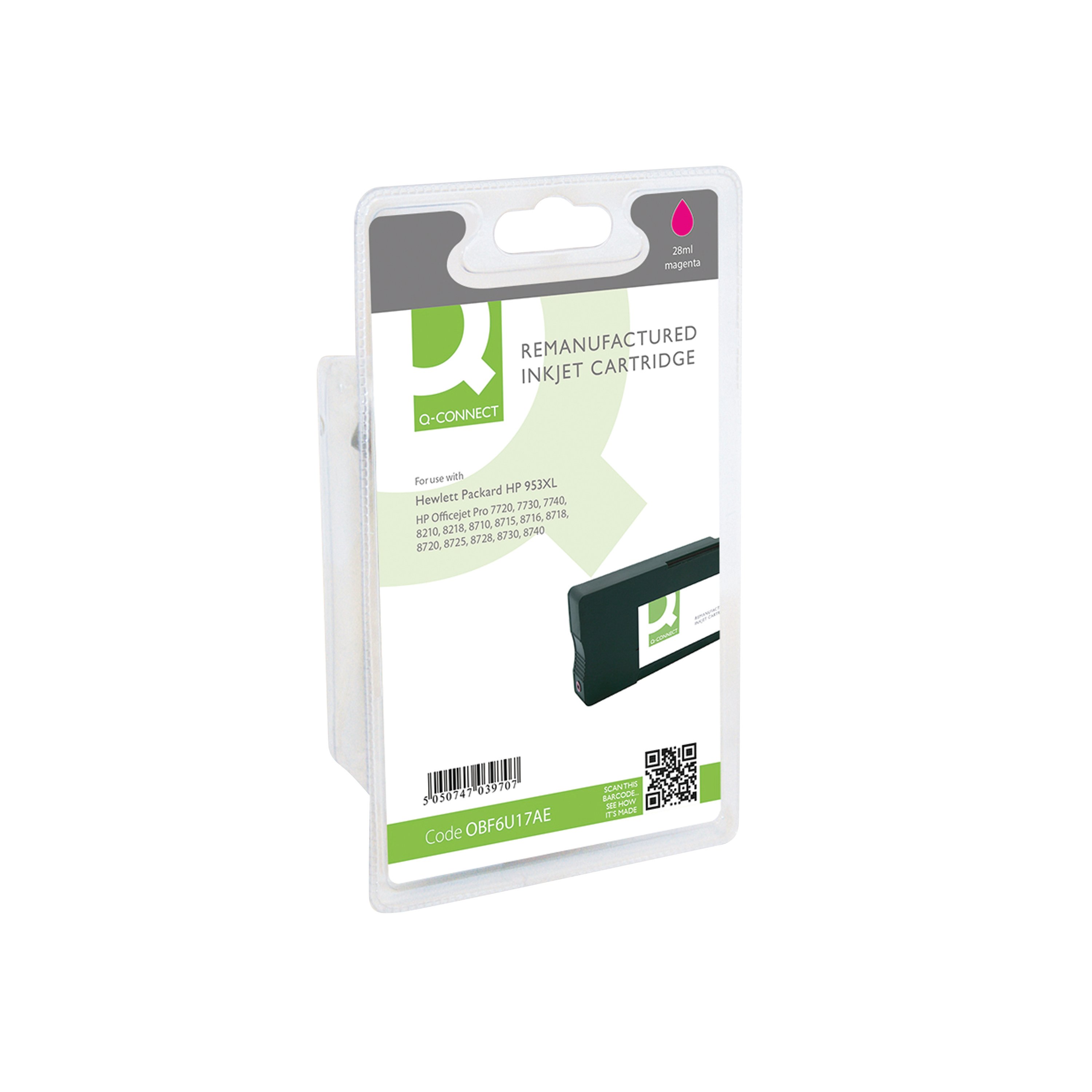 Image of Q-Connect Remanufactured Inkjet Cartridge Magenta For HP F6U17AE F6U17AE-COMP