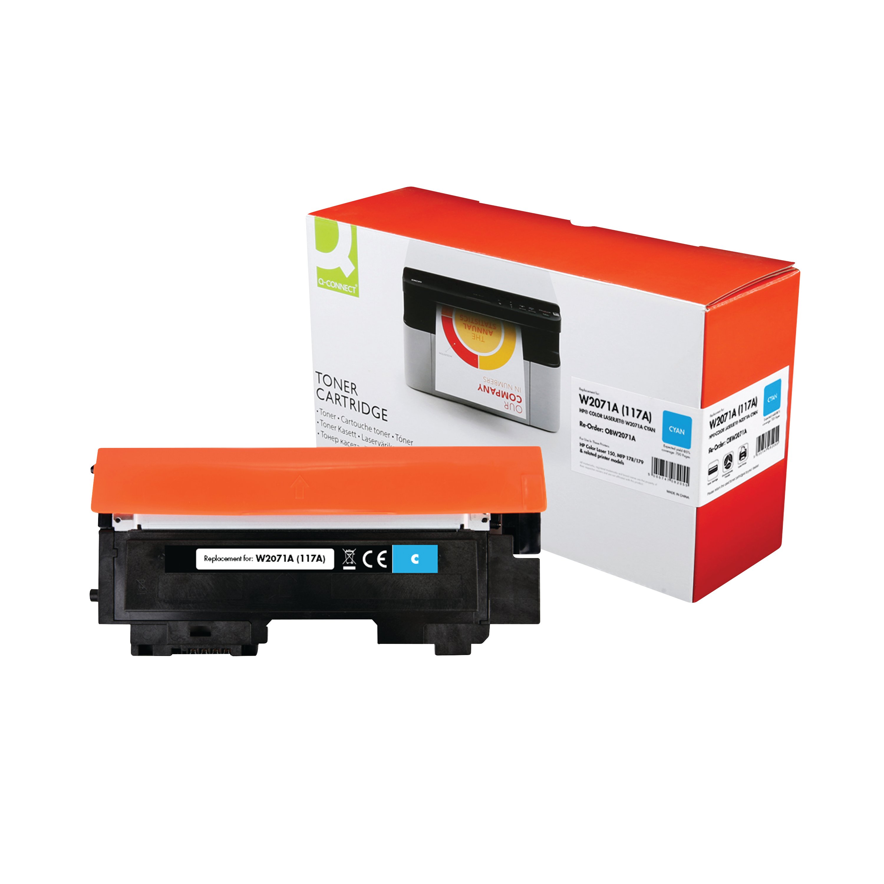 Image of Q-Connect Compatible Toner Cartridge Cyan For HP W2071A W2071A-COMP