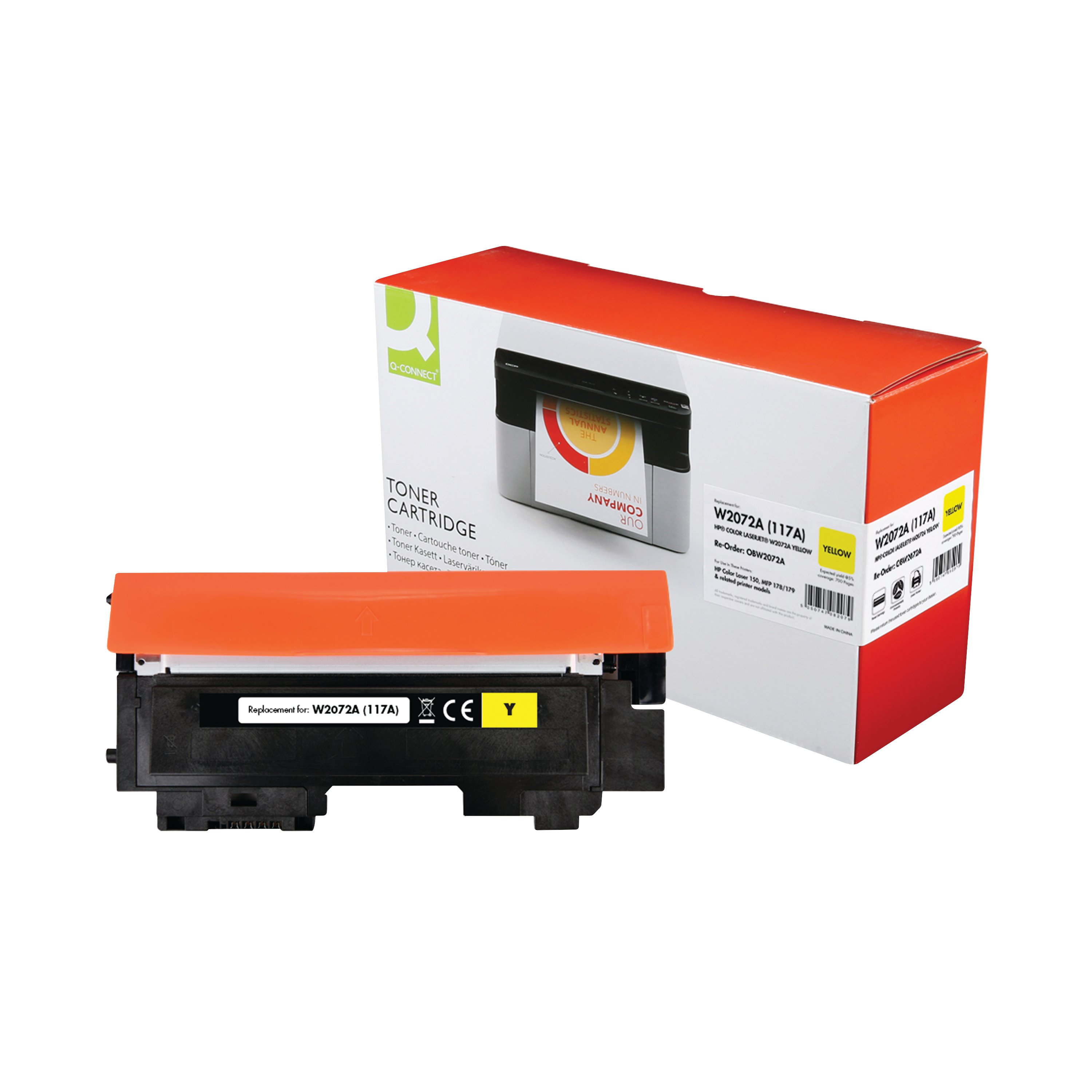 Image of Q-Connect Compatible Toner Cartridge Yellow For HP W2072A W2072A-COMP