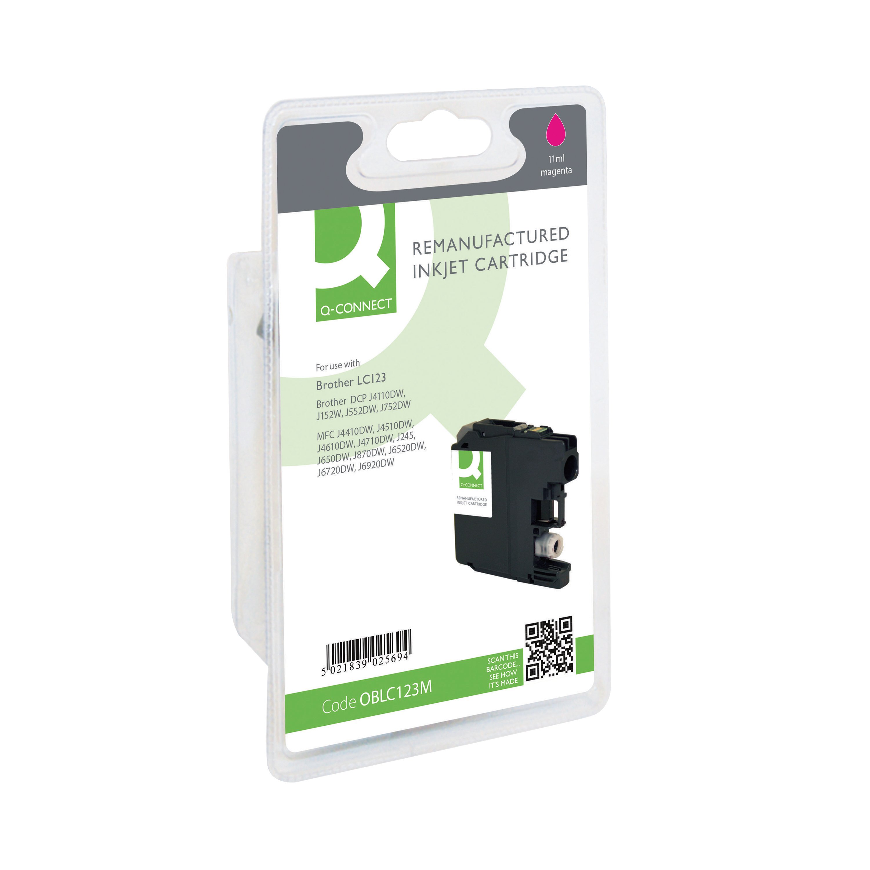 Image of Q-Connect Brother LC123 Remanufactured Inkjet Cartridge Magenta RM-QC-6615-00