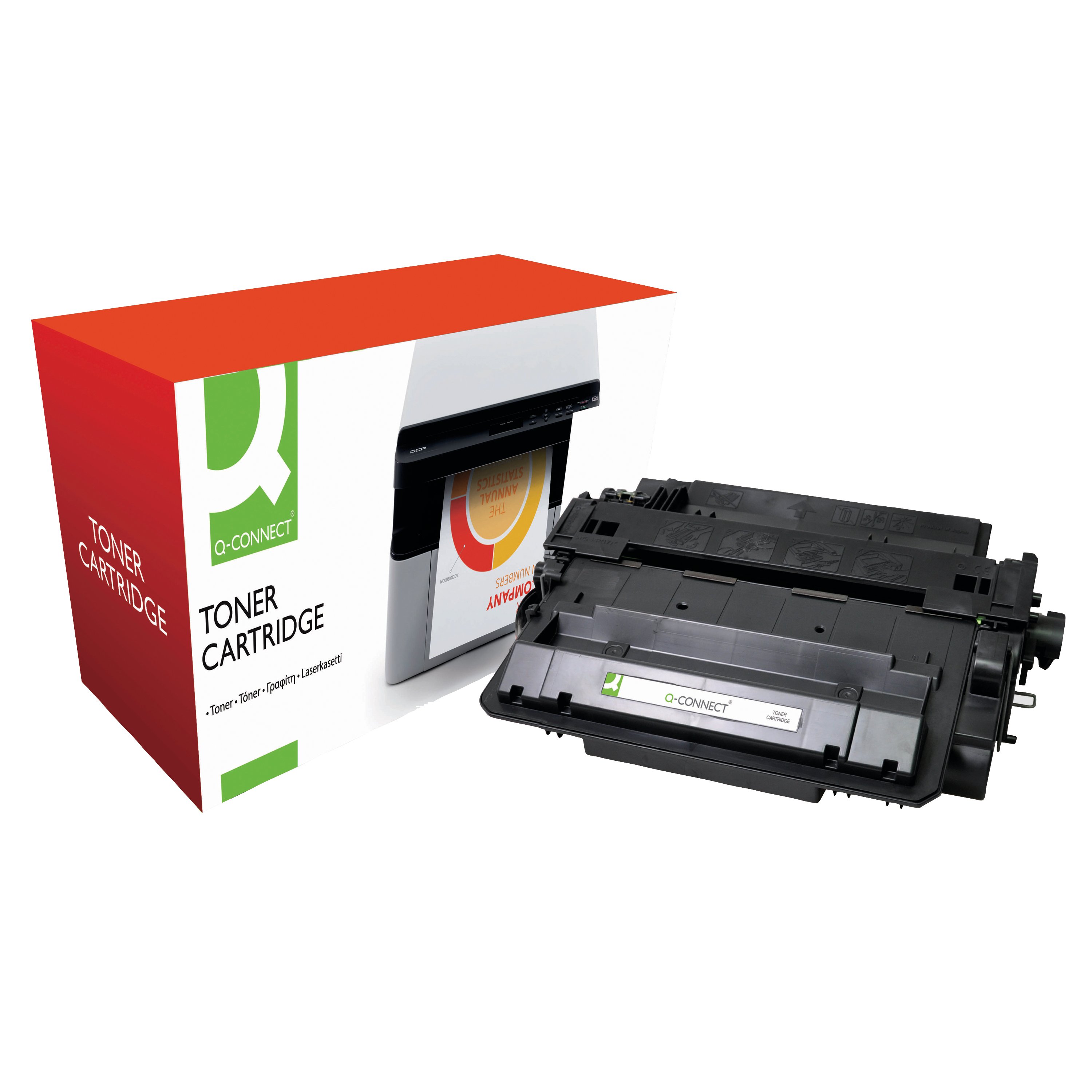 Image of Q-Connect Compatible Toner Cartridge High Yield Black For HP CE255X CE255X-COMP