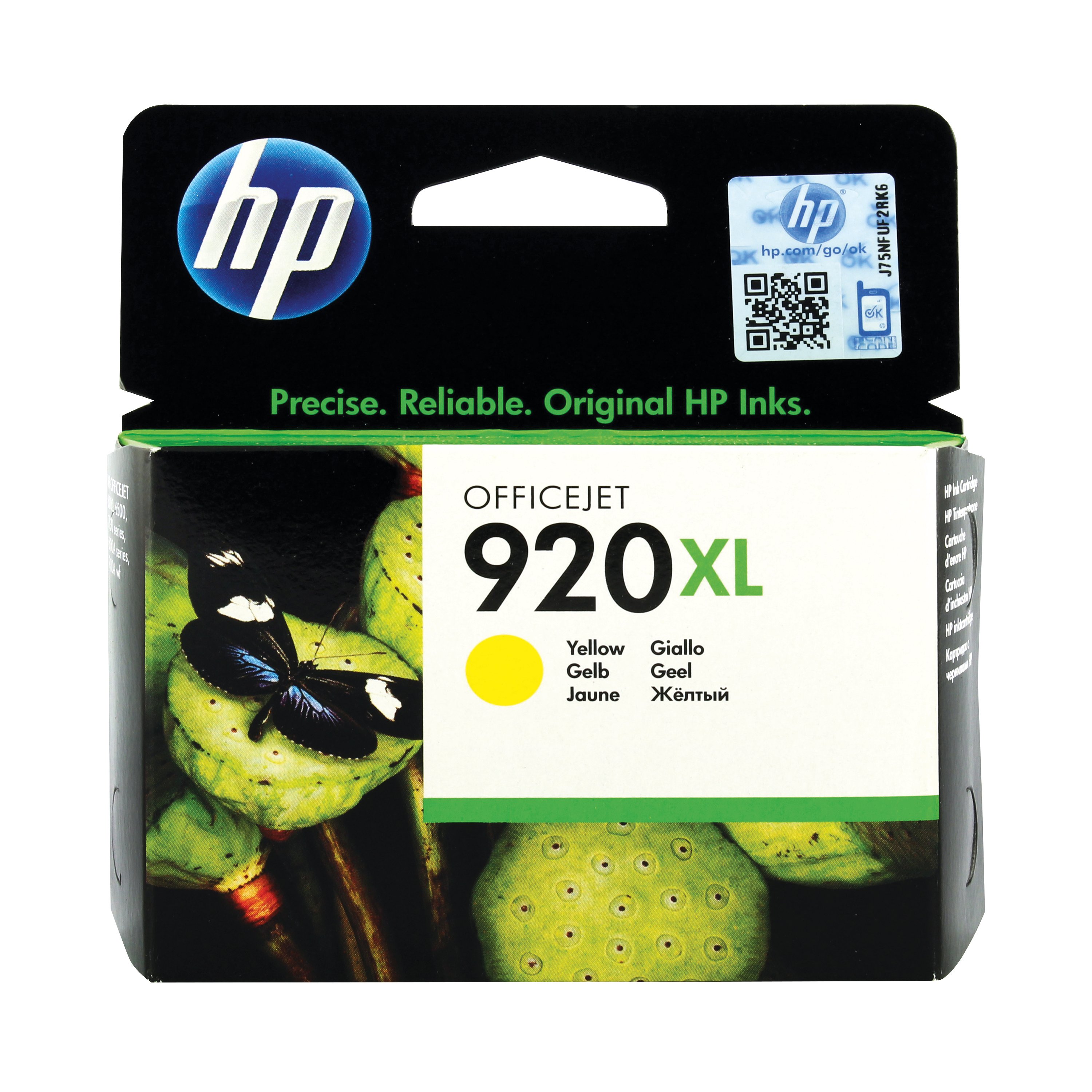 Image of HP 920XL Original Ink Cartridge High Yield Yellow CD974AE