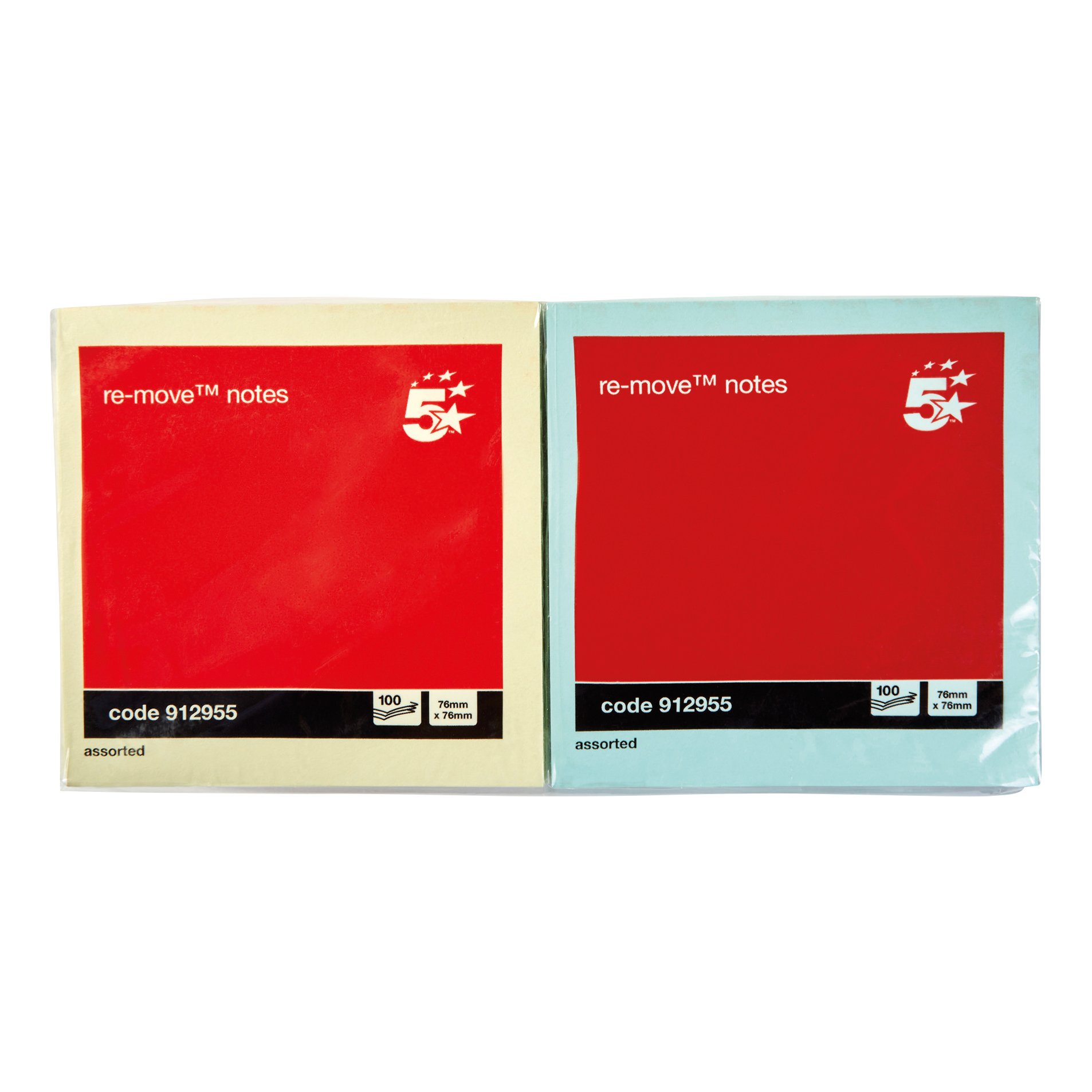 5 Star Re-Move Sticky Notes Repositionable 76x76mm Assorted Pastel ...