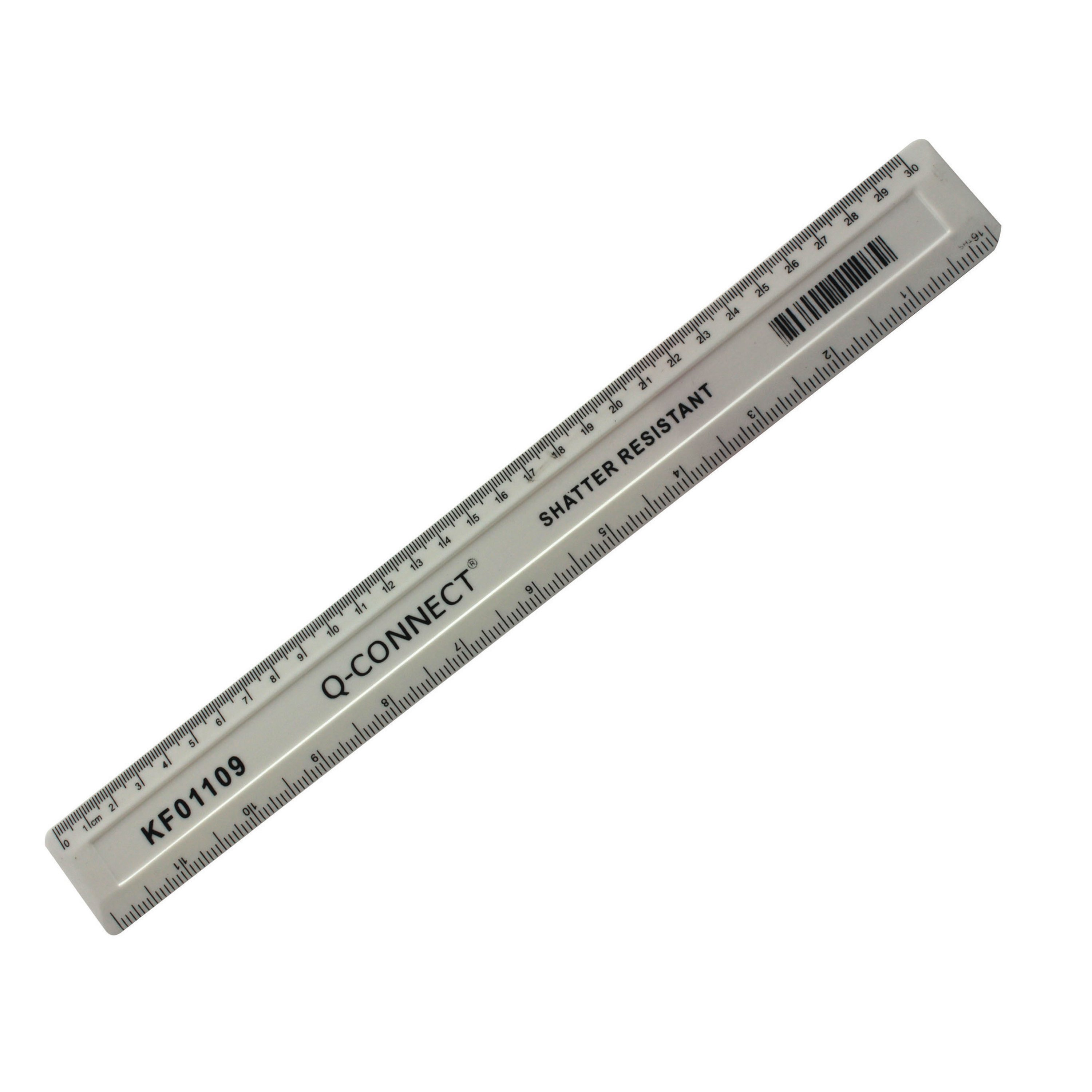 Qc Ruler Q-Connect Ruler Shatterproof 300mm White (Inches on one side and cm/mm ...