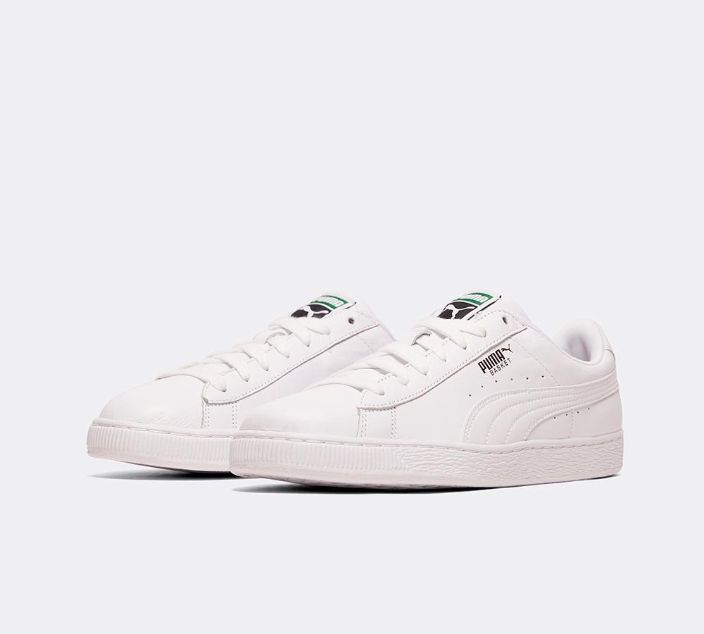 mens white puma basket trainers
