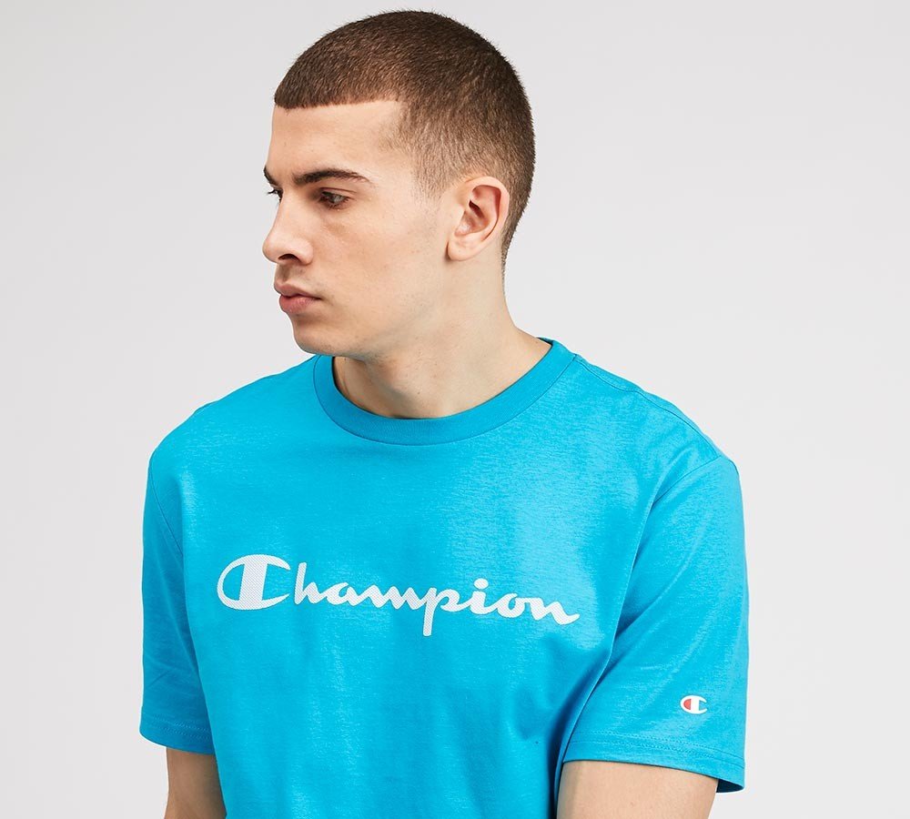 Champion - Linear Logo T-Shirt (Blue) Mens | eBay