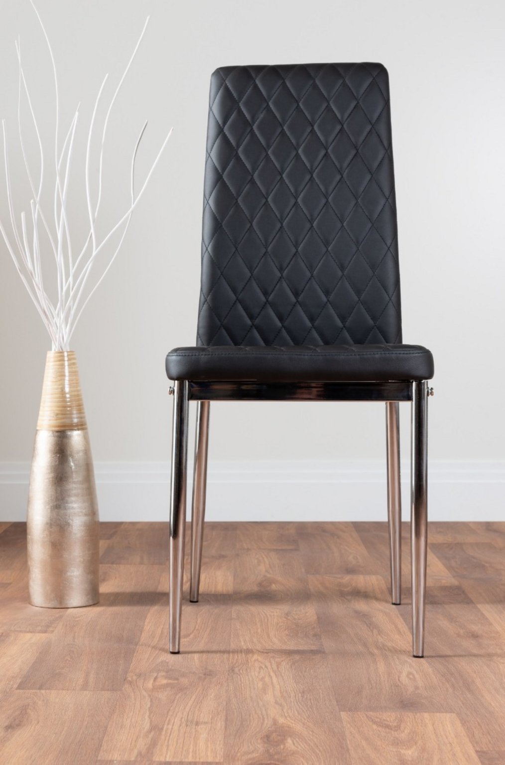 NOVARA Chrome Round Glass Dining Table and 4 Milan Faux Leather Dining Chairs - Picture 17 of 70