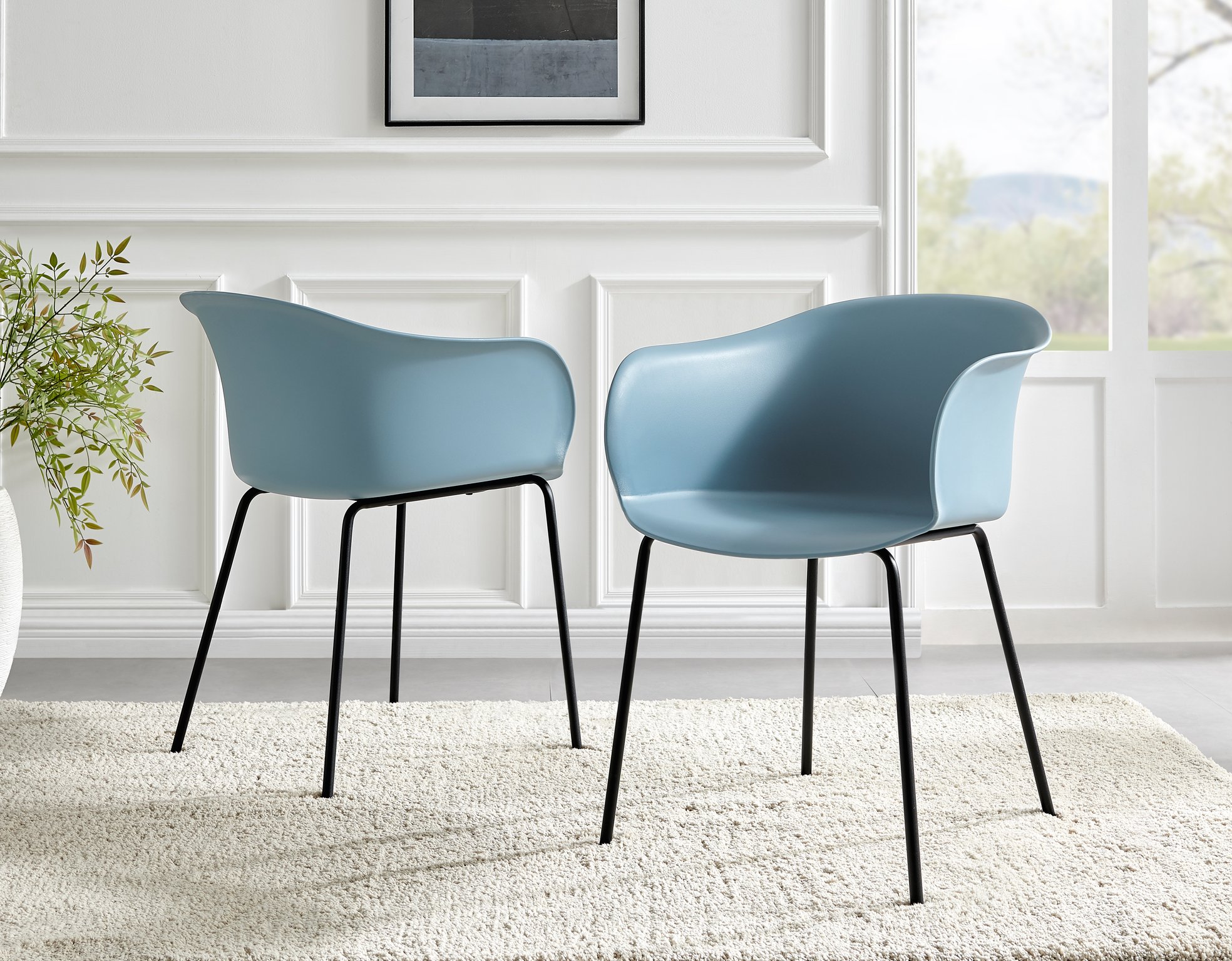 Koko 100cm Round Dining Table & 4 Harper Plastic Tub Dining Chairs Black Leg Sc - Picture 54 of 59