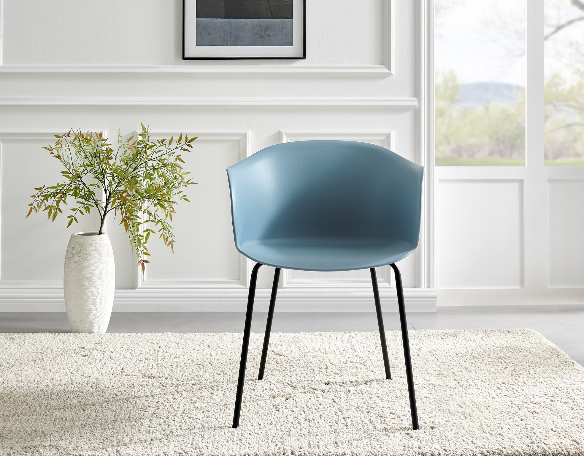 Koko 100cm Round Dining Table & 4 Harper Plastic Tub Dining Chairs Black Leg Sc - Picture 57 of 59