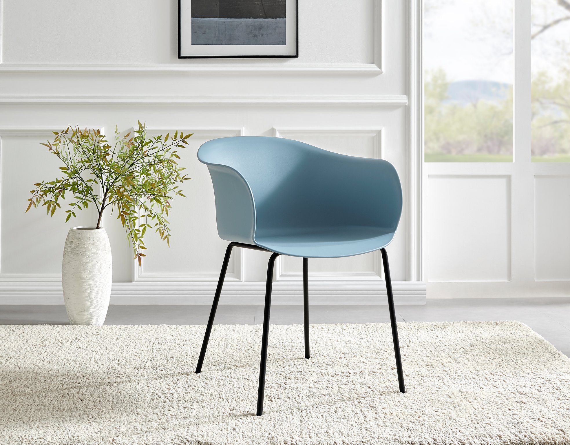 Koko 100cm Round Dining Table & 4 Harper Plastic Tub Dining Chairs Black Leg Sc - Picture 56 of 59