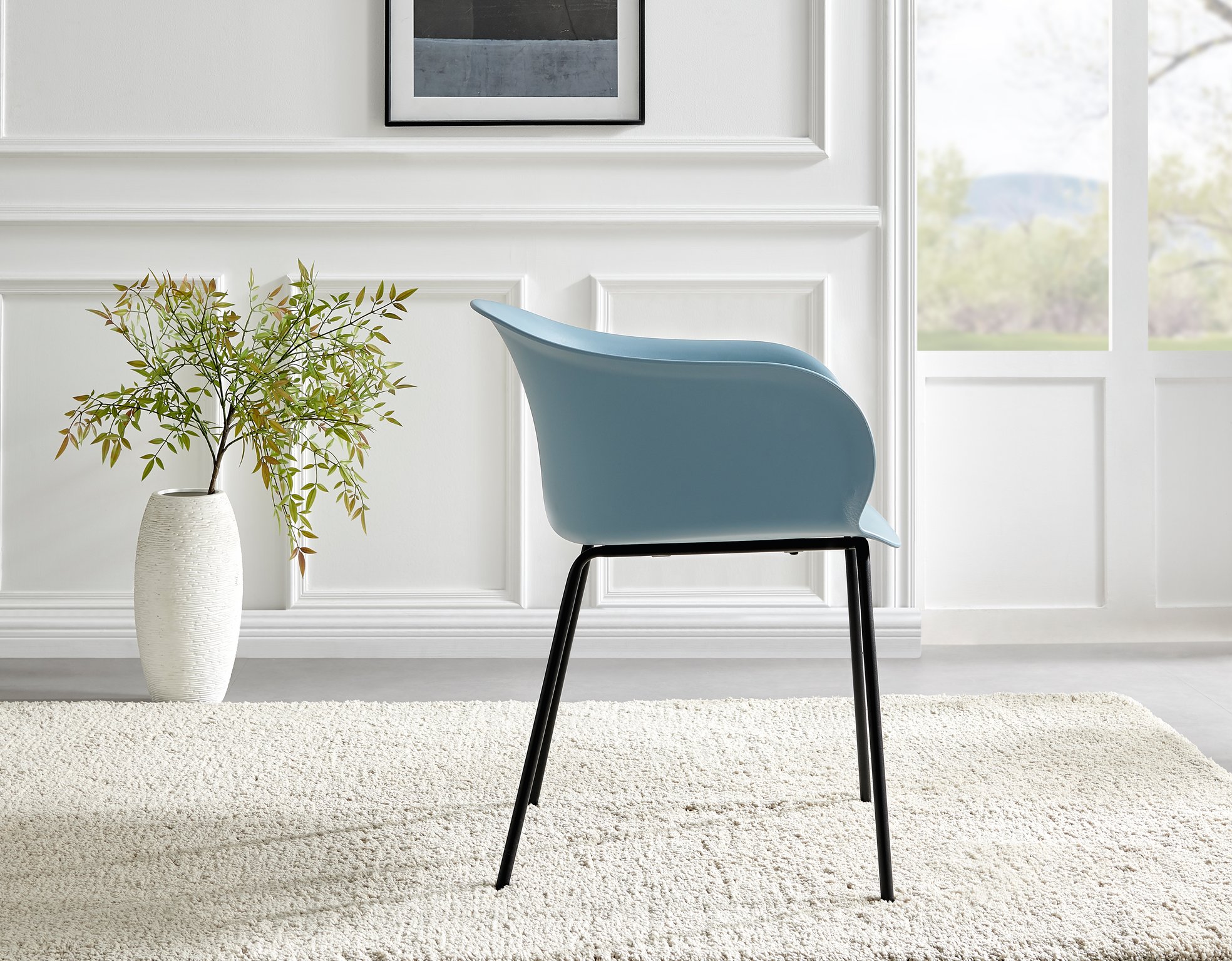 Koko 100cm Round Dining Table & 4 Harper Plastic Tub Dining Chairs Black Leg Sc - Picture 58 of 59