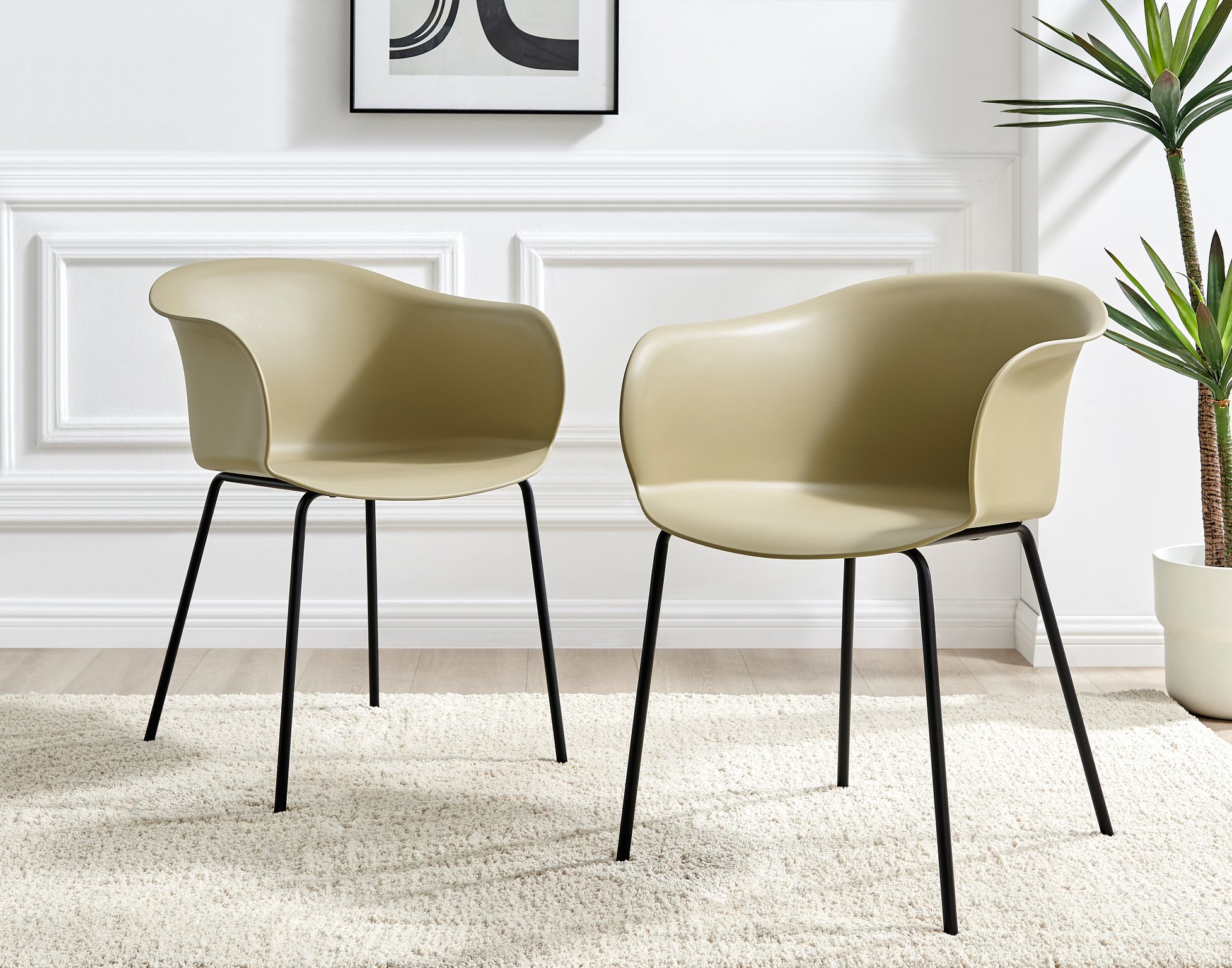 Koko 100cm Round Dining Table & 4 Harper Plastic Tub Dining Chairs Black Leg Sc - Picture 43 of 59