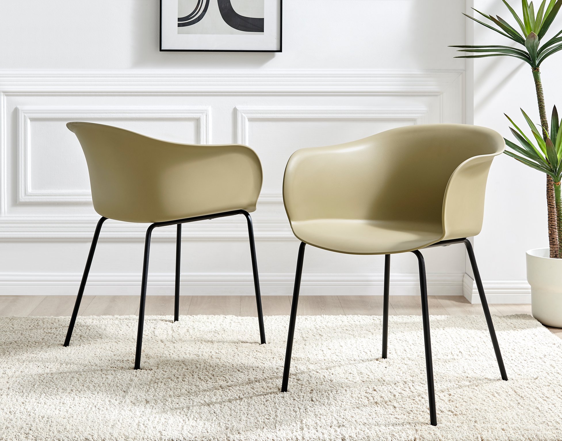 Koko 100cm Round Dining Table & 4 Harper Plastic Tub Dining Chairs Black Leg Sc - Picture 42 of 59