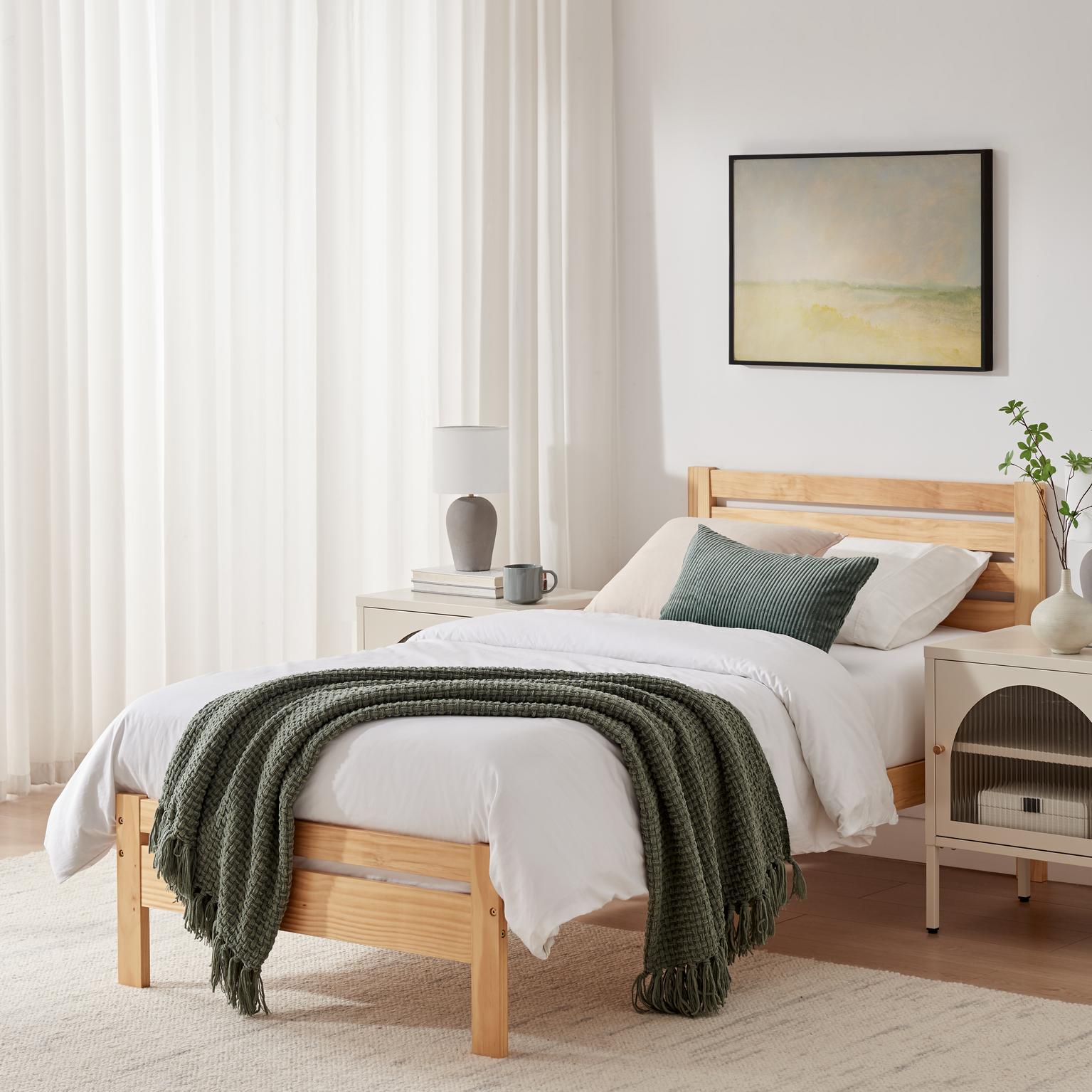 Declan Solid Pine Single Bed Frame Rustic Scandi Contemporary