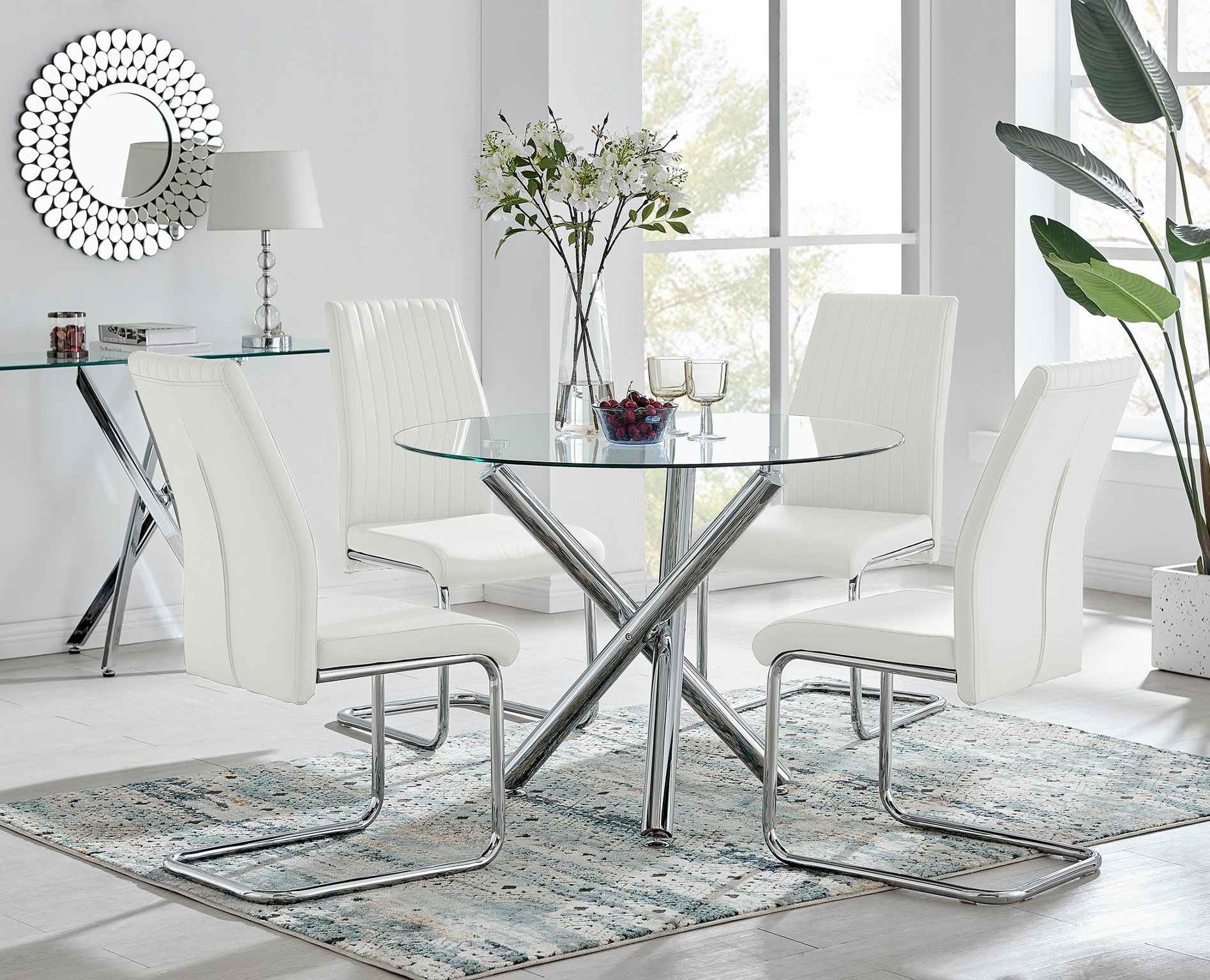 Selina Round Dining Table and Lorenzo Dining Chairs UK