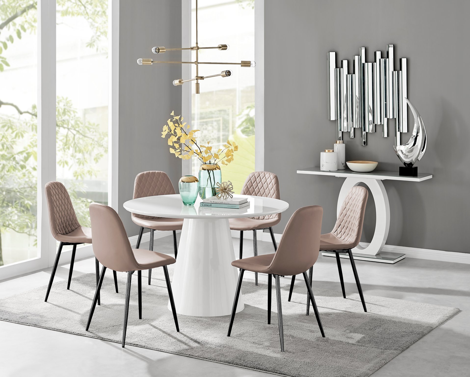 light grey high gloss dining table