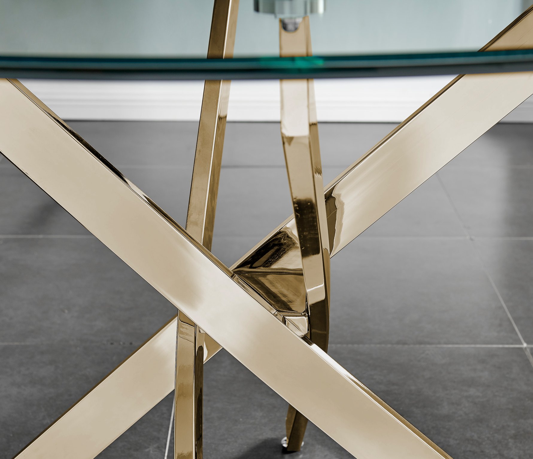 NOVARA Gold Round Tempered Glass Dining Table And 4 Faux Leather Dining Chairs - Picture 78 of 410