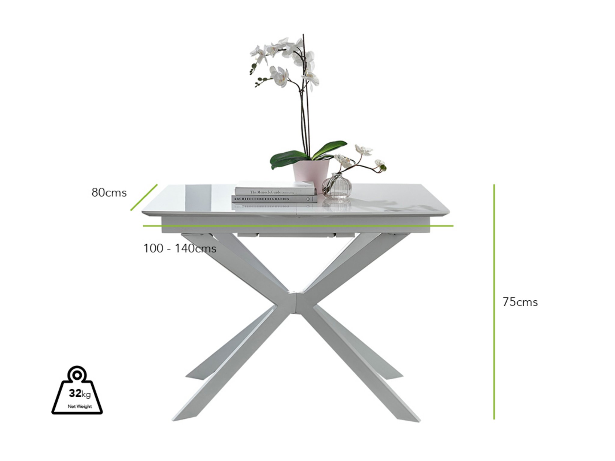 LIRA 100cm White Gloss Extending Dining Table and 4/6 Faux Leather Dining Chairs - Picture 34 of 78