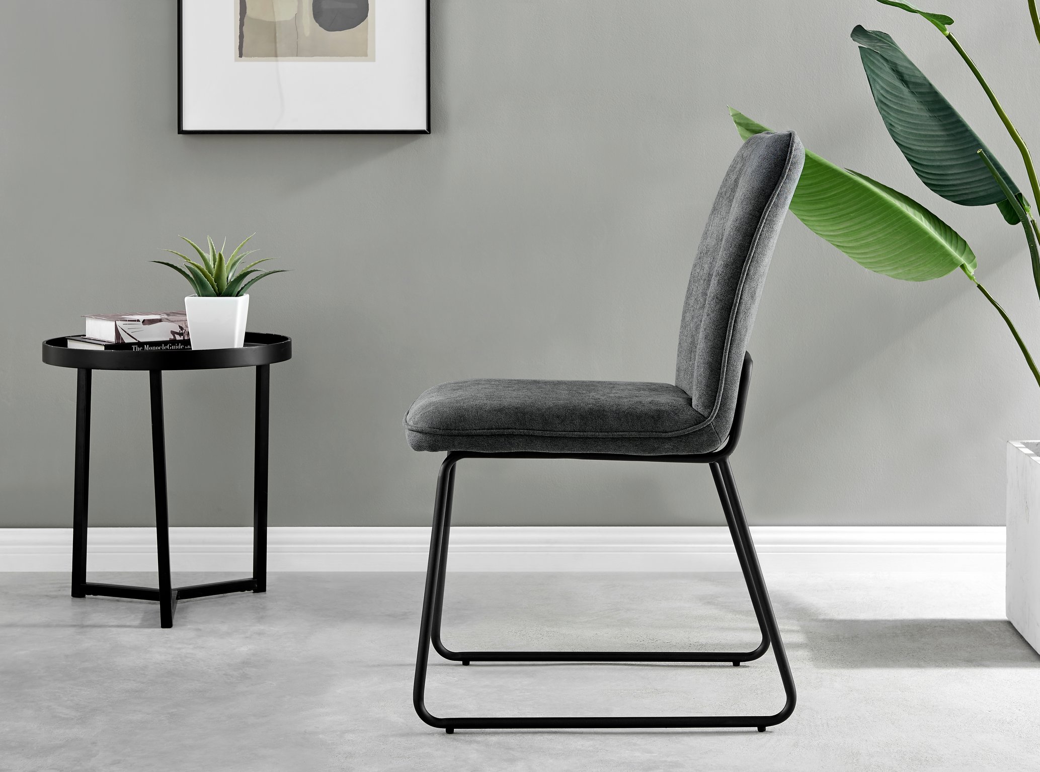 Novara 120cm Black Top Dining Table & 6 Halle Fabric Chairs - Picture 23 of 26