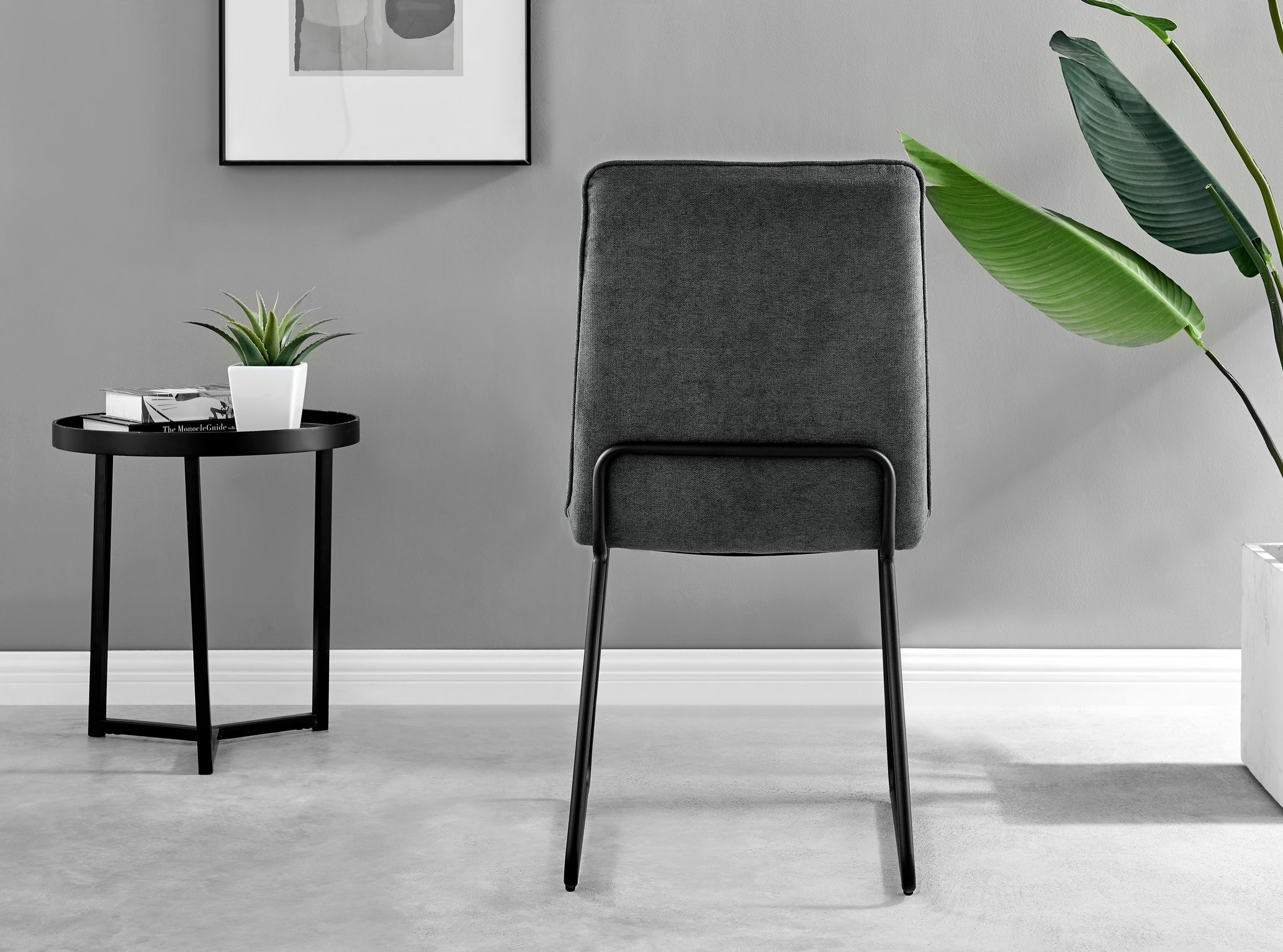 Novara 120cm Black Top Dining Table & 6 Halle Fabric Chairs - Picture 24 of 26