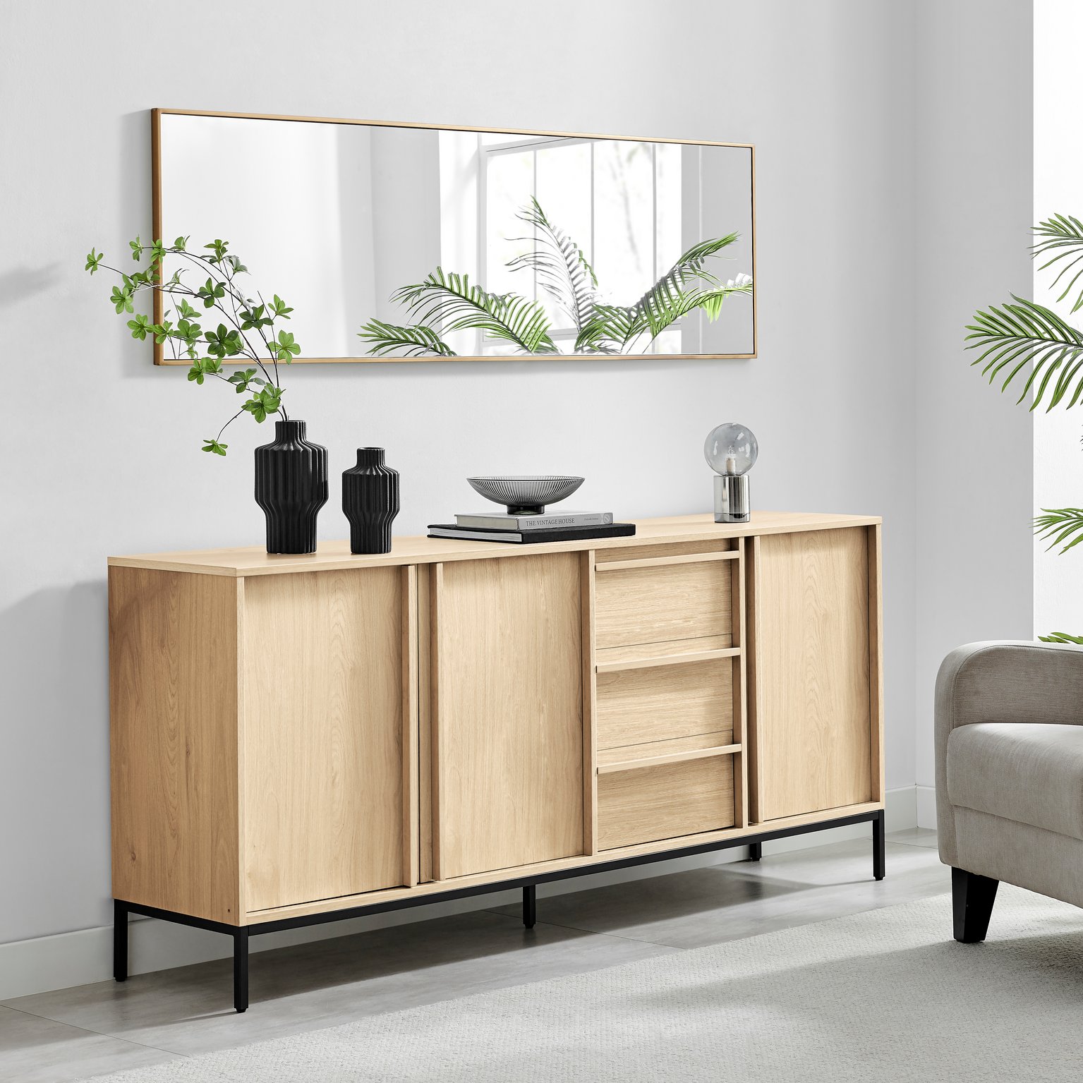 Svit Wooden Storage Sideboard Black Legs Minimalist Scandi Industrial 3 Drawers - Picture 9 of 14