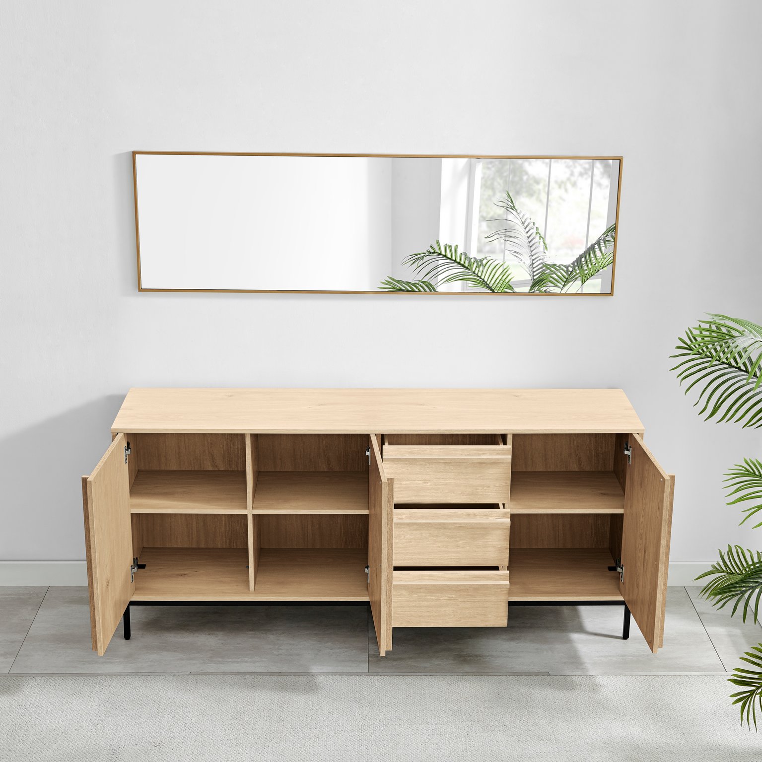 Svit Wooden Storage Sideboard Black Legs Minimalist Scandi Industrial 3 Drawers - Picture 11 of 14