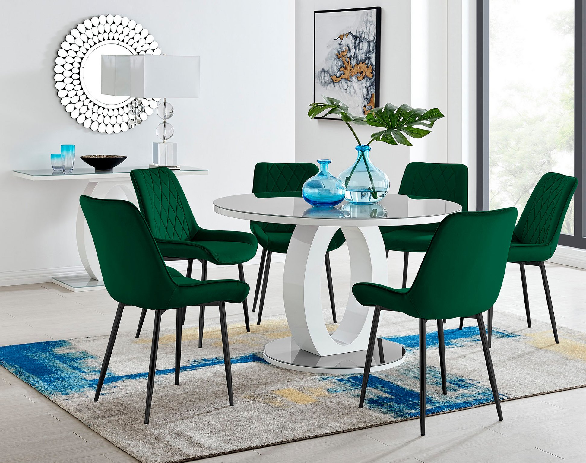 High gloss deals table and chairs