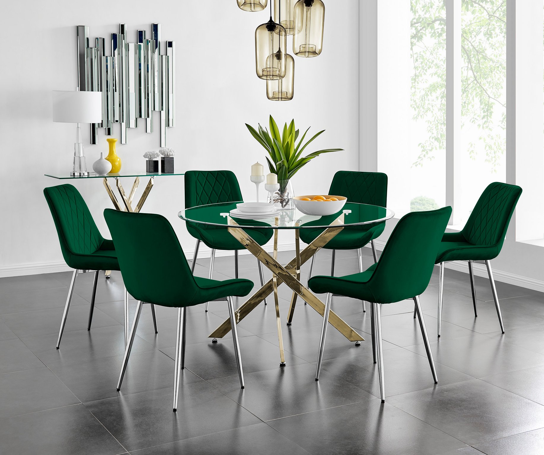 green glass dining table