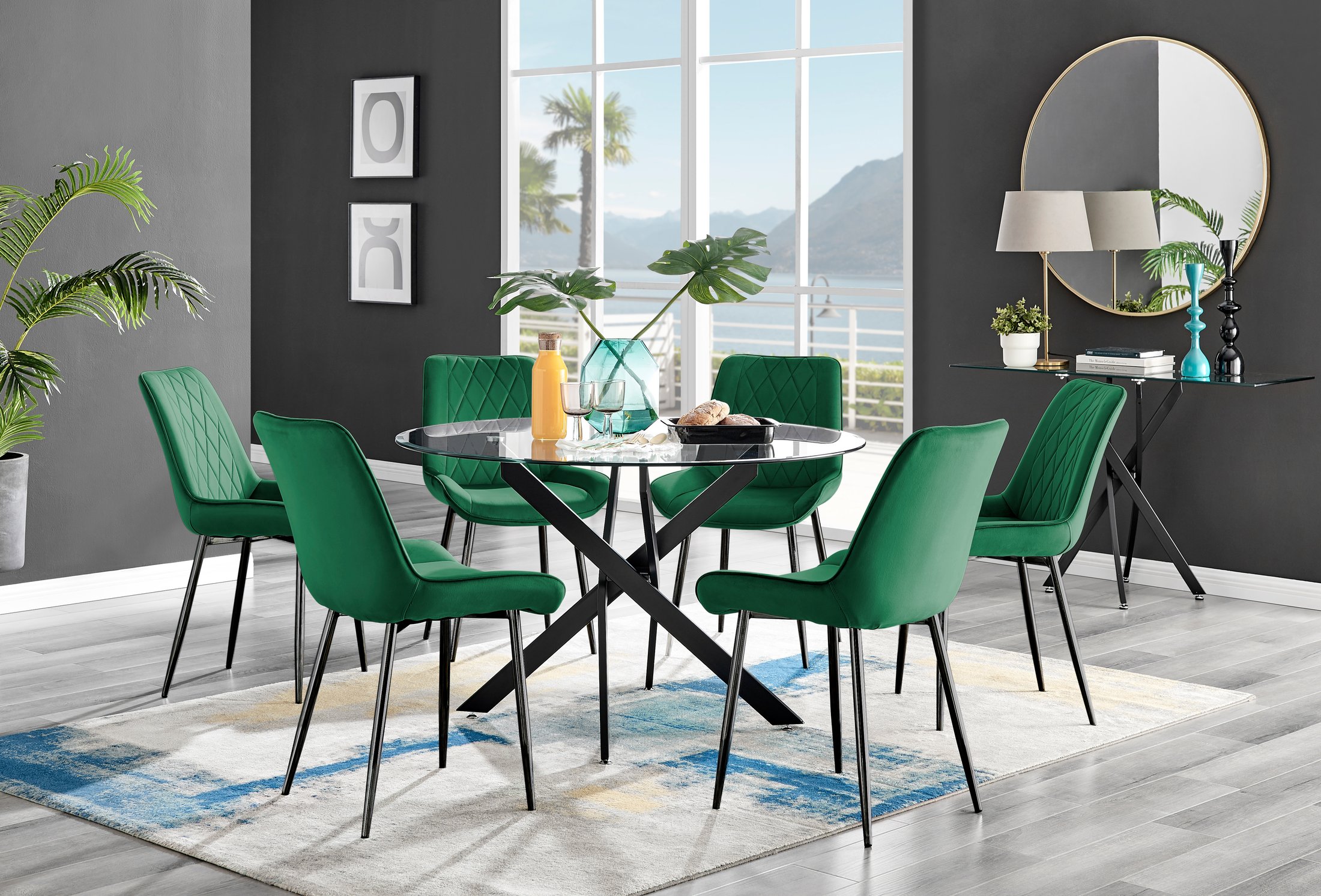 Round table black deals chairs