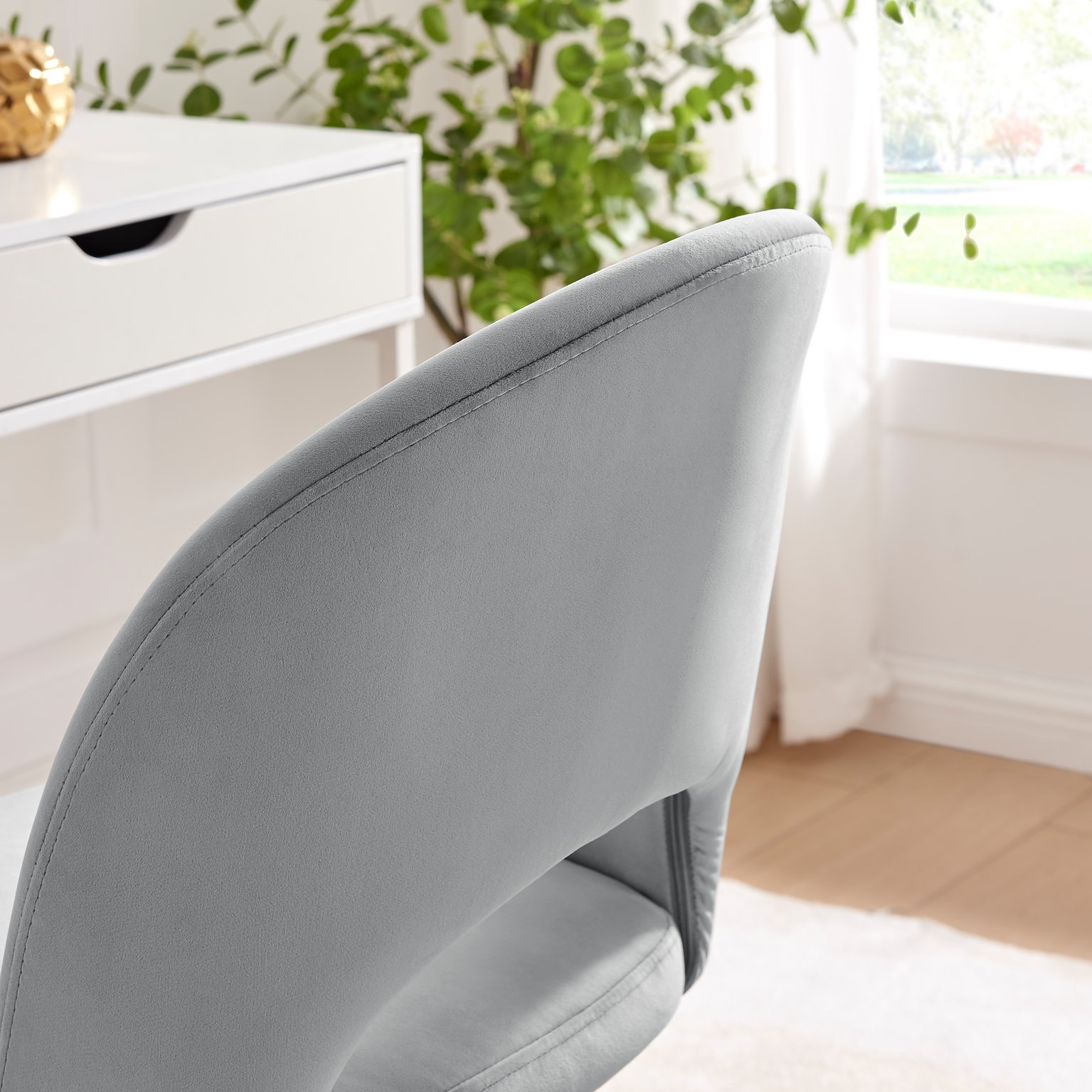 Courtney Velvet and Silver Chrome Leg Office Chair Modern Sleek Rounded Back Co - Picture 8 of 16