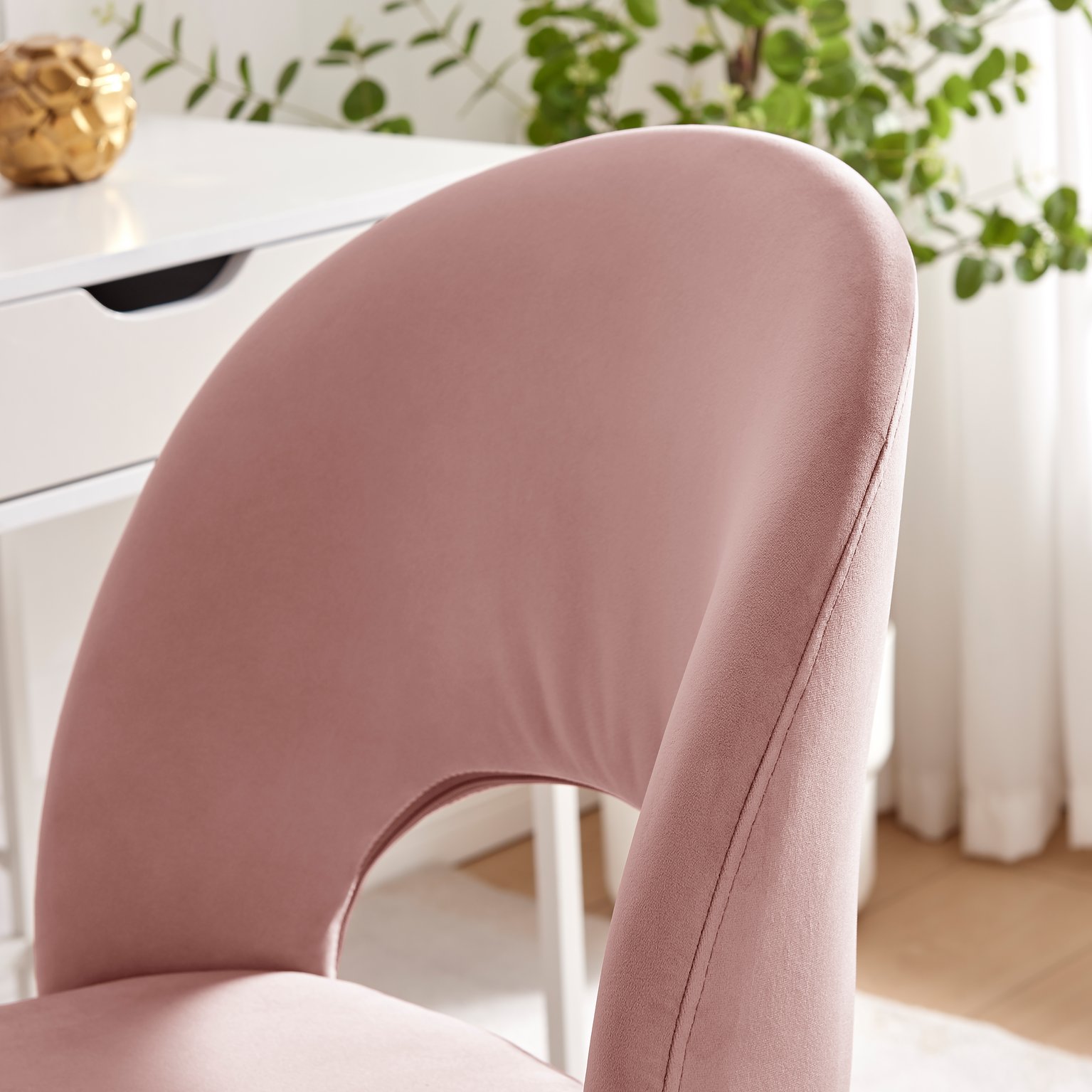 Courtney Velvet and Silver Chrome Leg Office Chair Modern Sleek Rounded Back Co - Picture 13 of 16