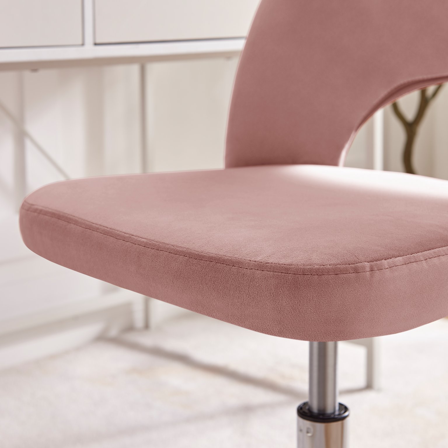 Courtney Velvet and Silver Chrome Leg Office Chair Modern Sleek Rounded Back Co - Picture 14 of 16