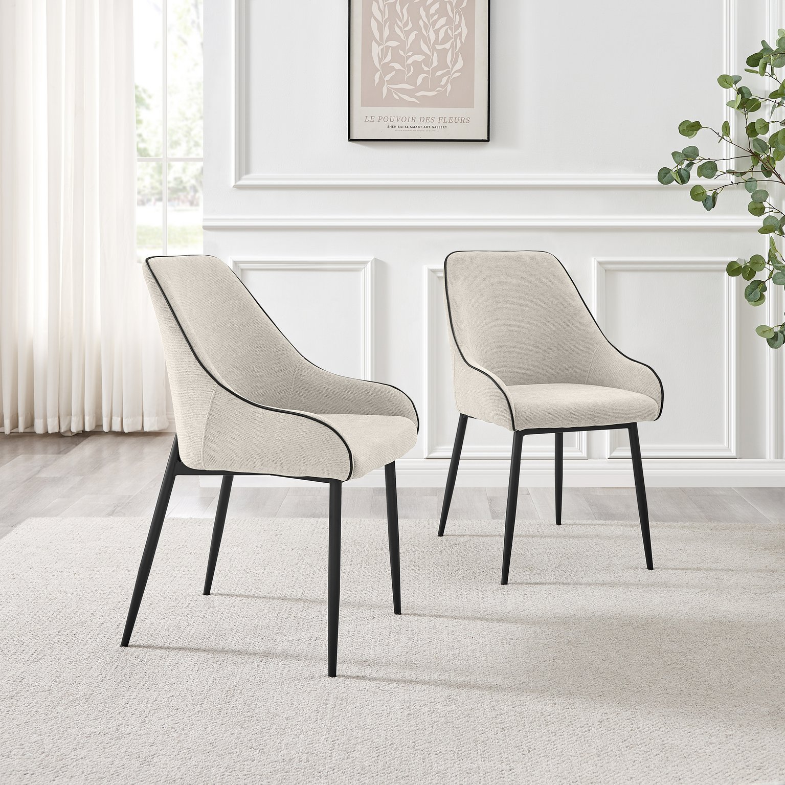 Novara Black Top Dining Table & 6 Beaumont Fabric Chairs - Picture 21 of 26