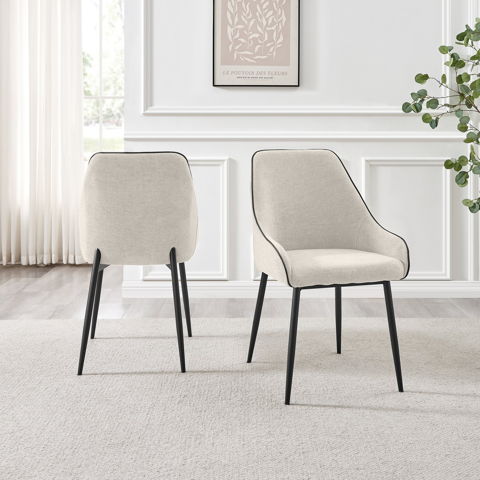 Novara Black Top Dining Table & 6 Beaumont Fabric Chairs - Picture 22 of 26