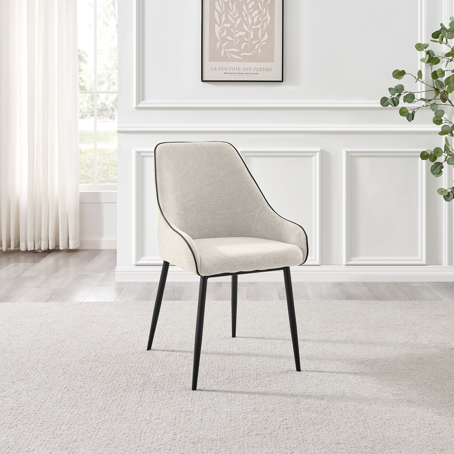 Novara Black Top Dining Table & 6 Beaumont Fabric Chairs - Picture 23 of 26