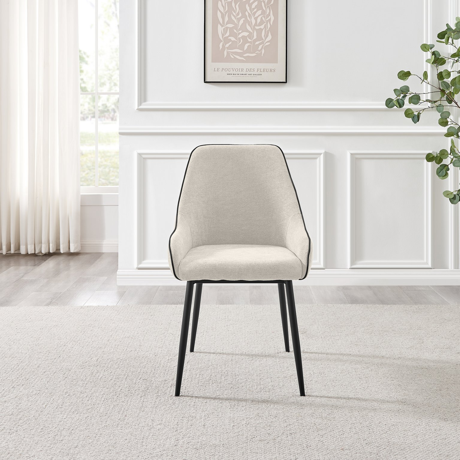 Novara Black Top Dining Table & 6 Beaumont Fabric Chairs - Picture 24 of 26