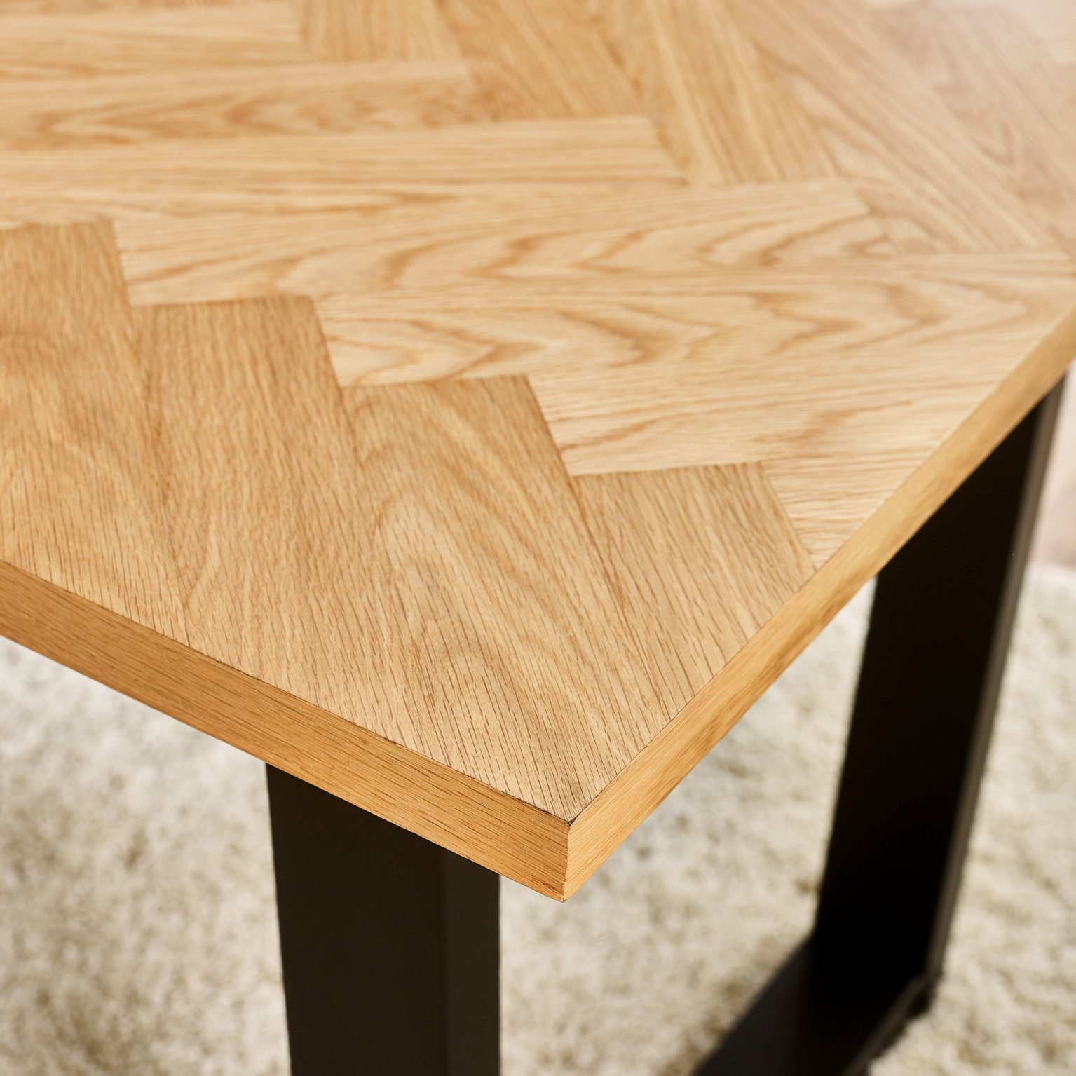 Cotswold Oak Wood Top Black Leg Dining Table & 4 Colton Metal Chairs - Picture 17 of 72