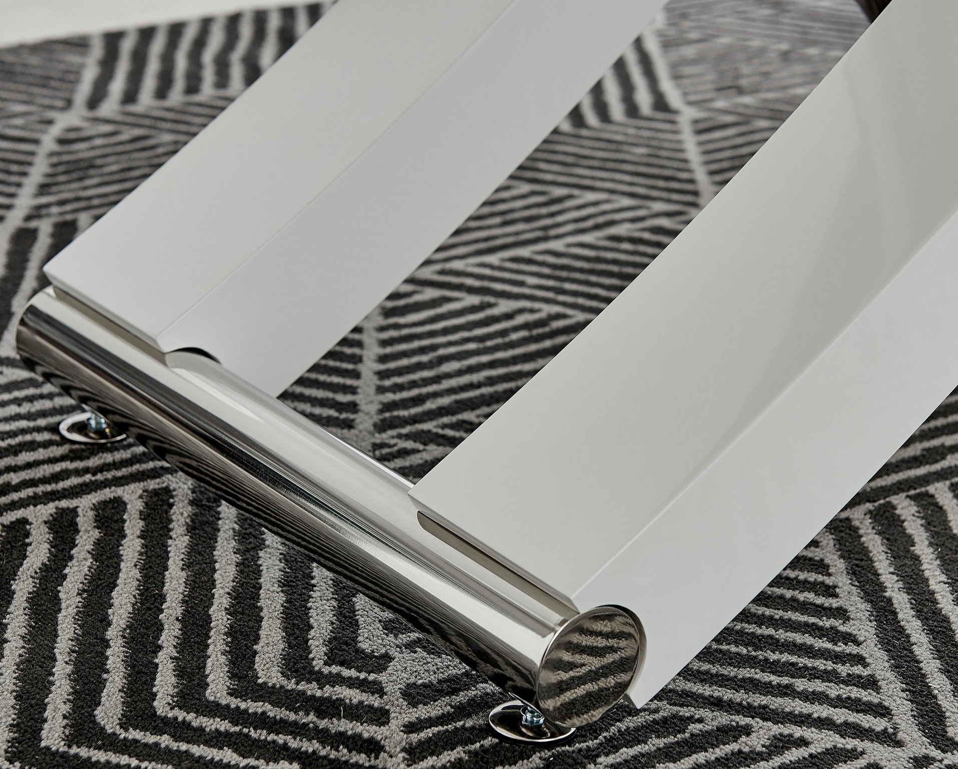 MAYFAIR White High Gloss Chrome Dining Table & 4 Faux Leather Dining Chairs - Picture 15 of 285