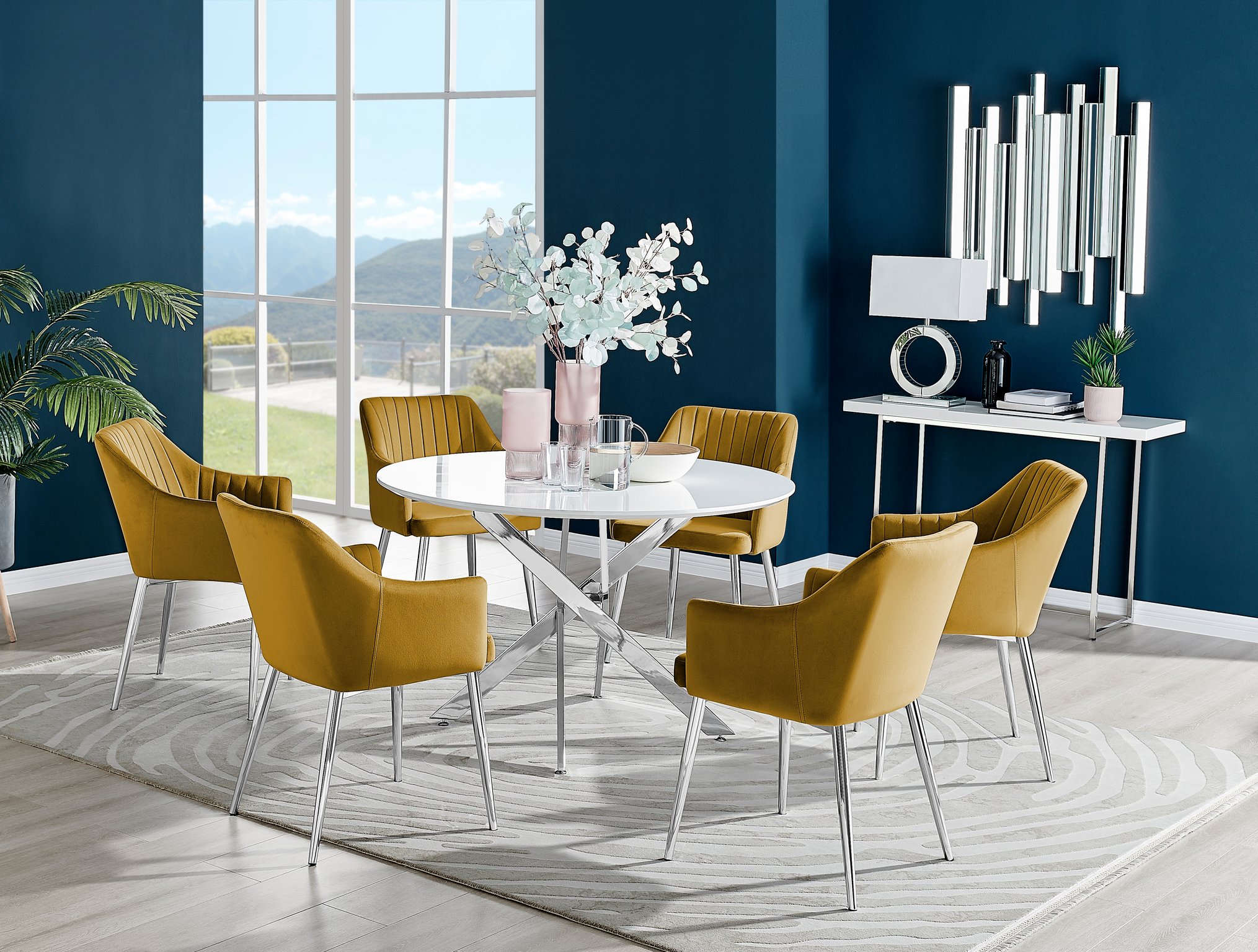 High round kitchen table and online chairs