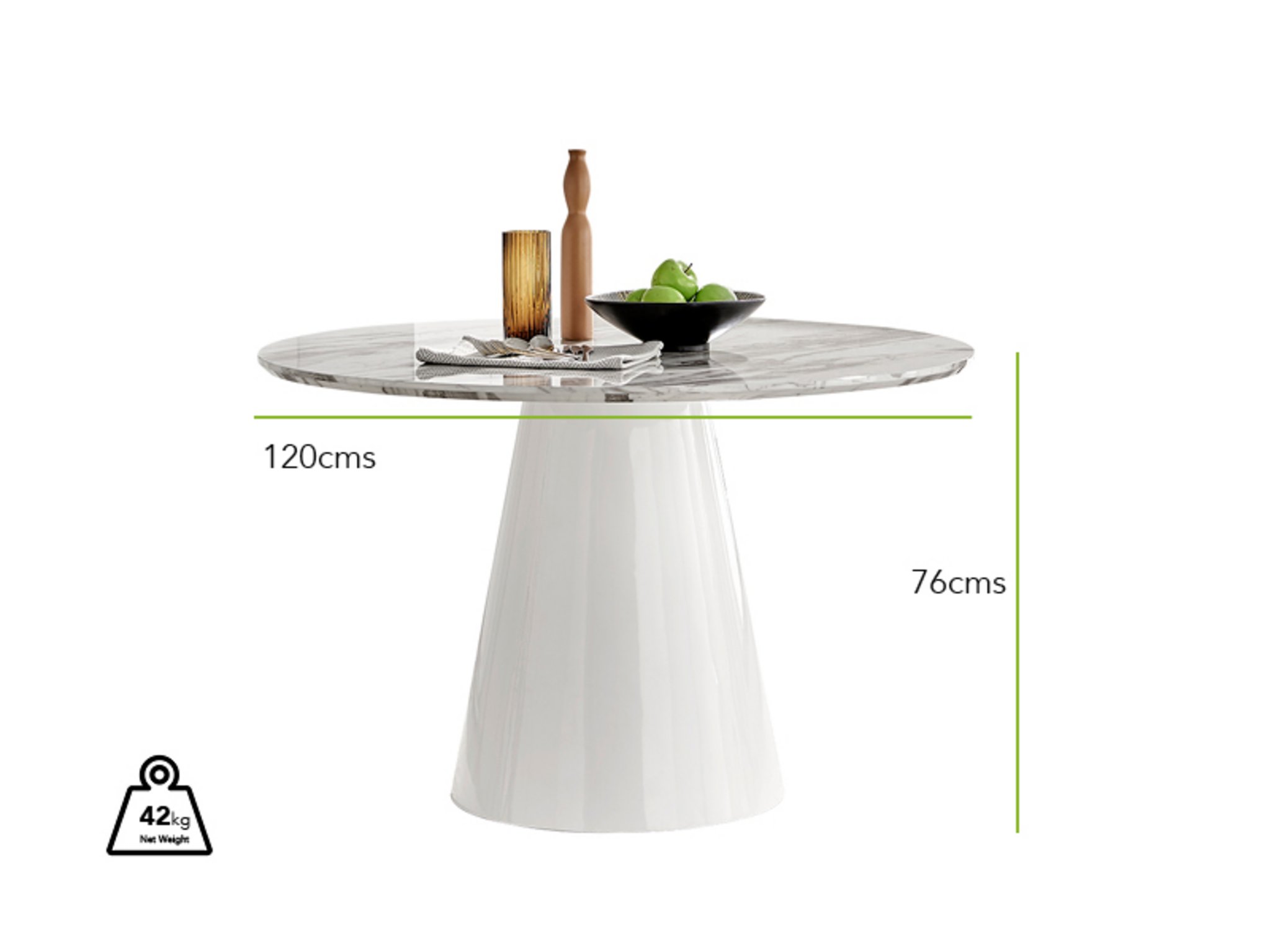 Palma White Marble Effect Round Dining Table and 4 Halle Black Leg Chairs Set - Picture 14 of 60