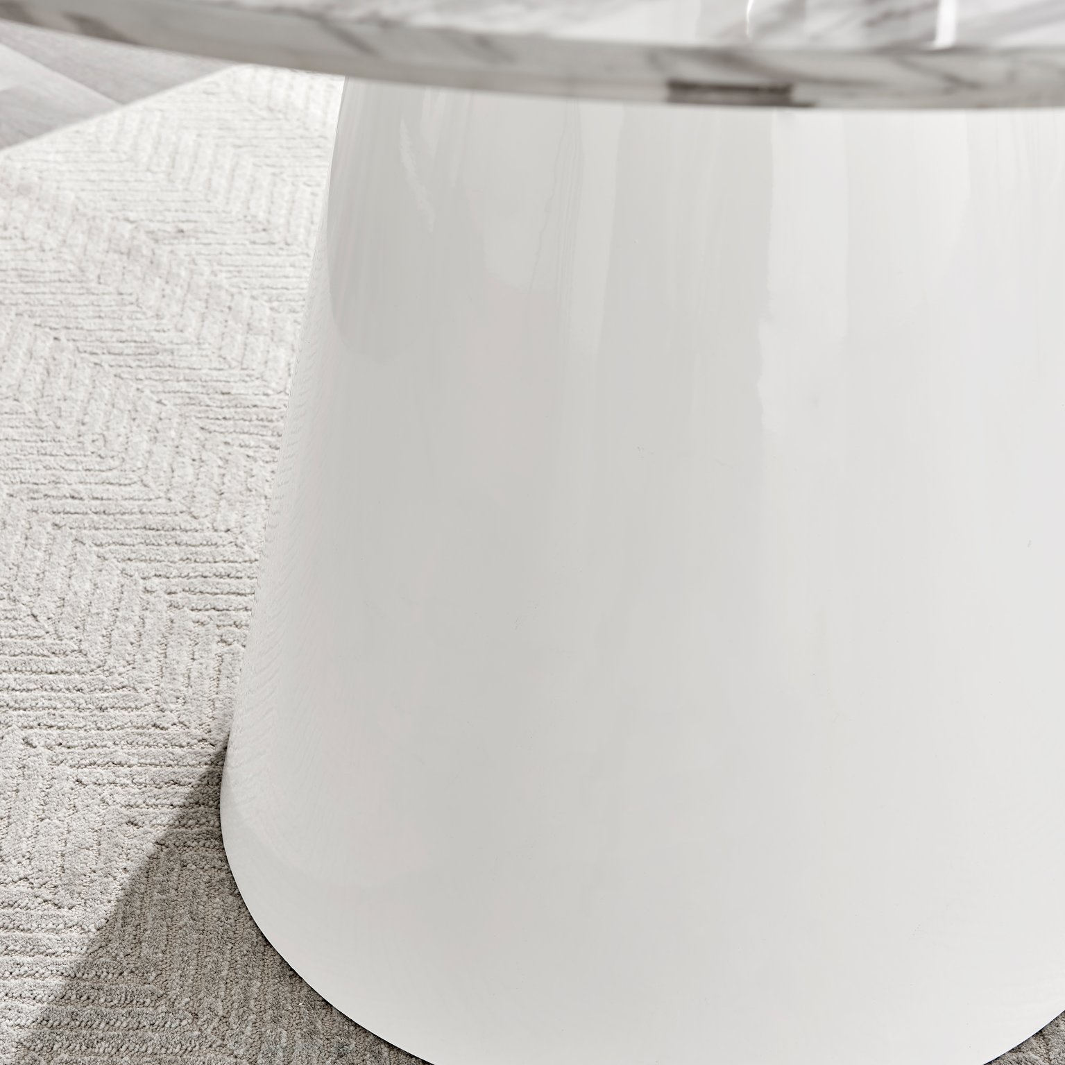 Palma White Marble Effect Round Dining Table and 4 Halle Black Leg Chairs Set - Picture 17 of 60
