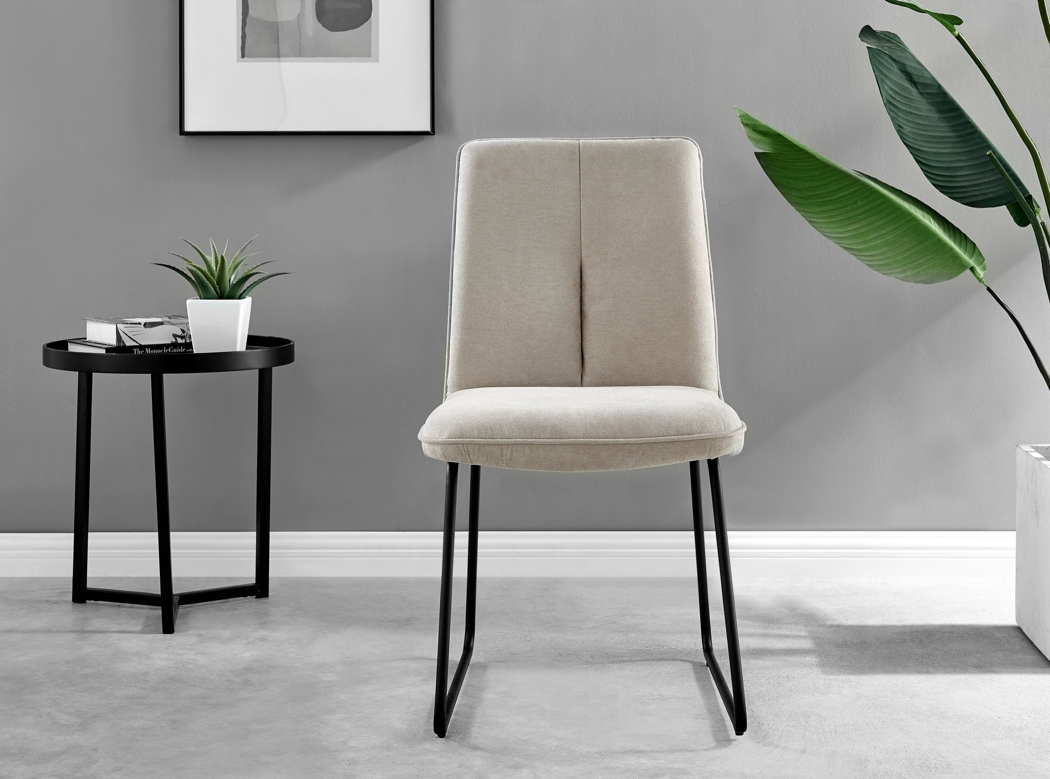 Palma White Marble Effect Round Dining Table and 4 Halle Black Leg Chairs Set - Picture 22 of 60