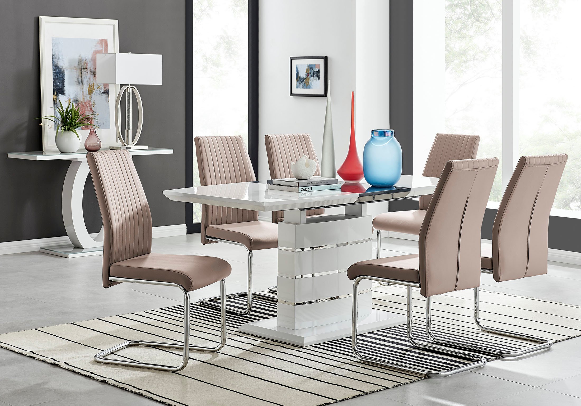 tria white 5 pc rectangle dining room