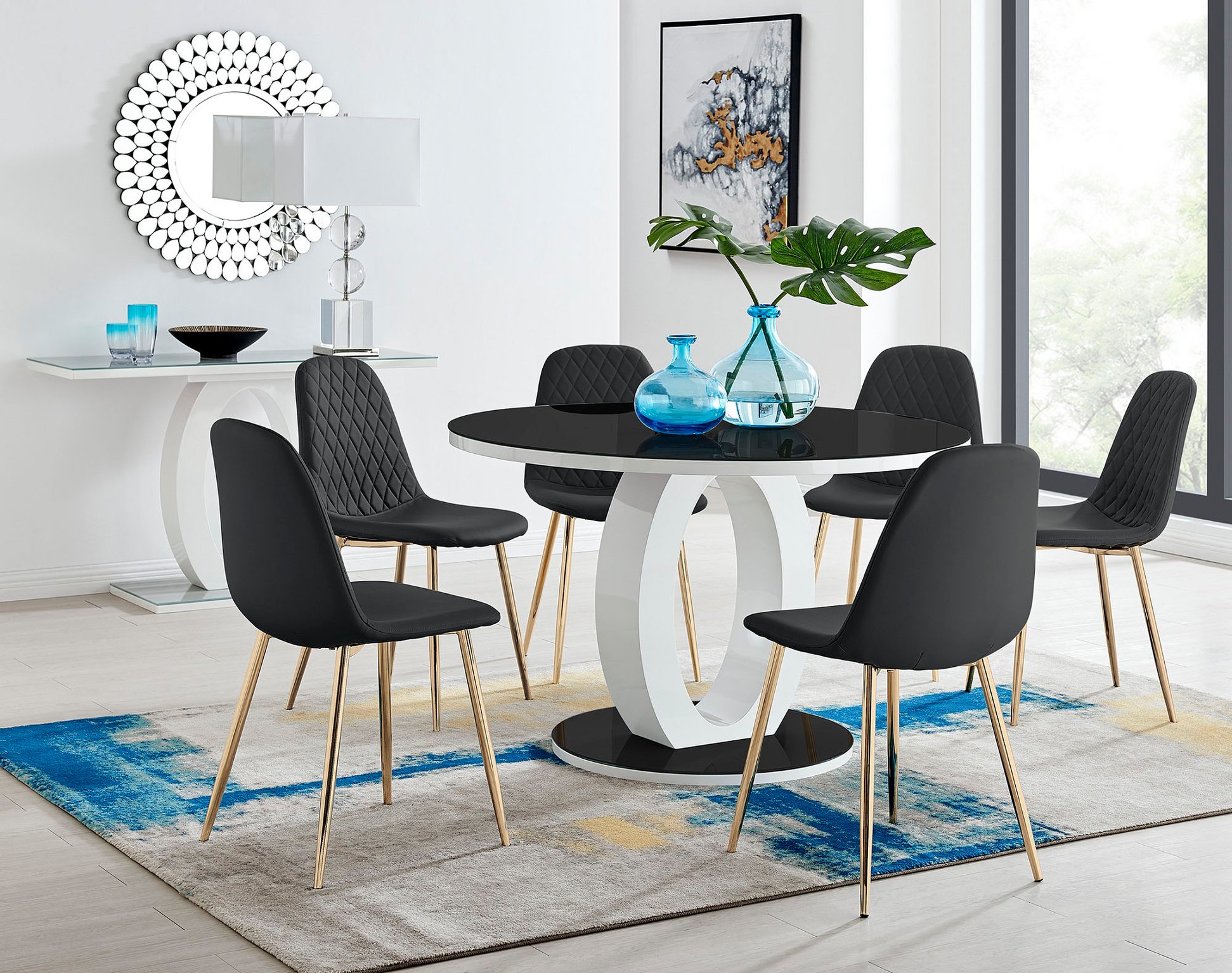 black high gloss round dining table