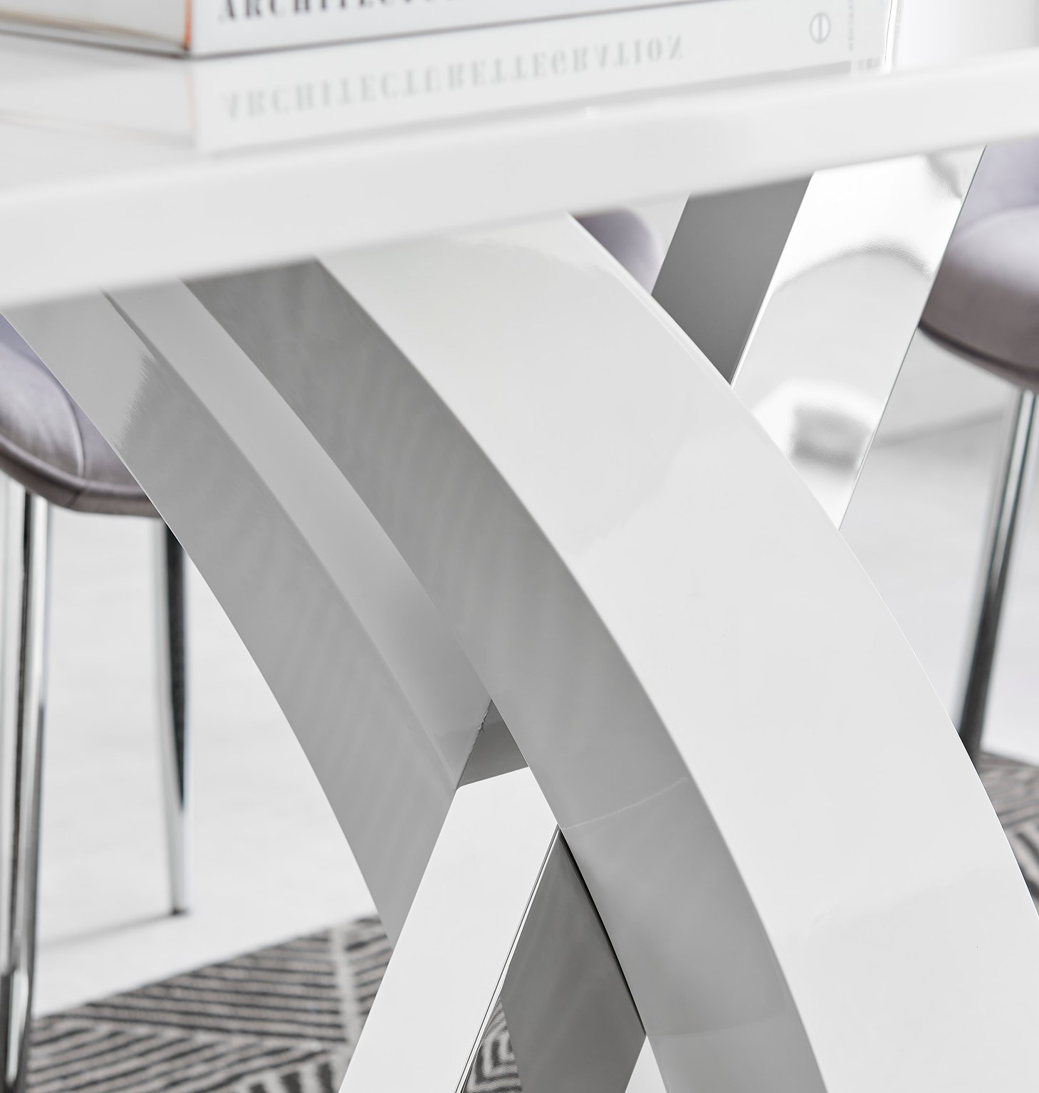 ATLANTA White High Gloss and Chrome Dining Table & 6 Faux Leather Pesaro Chairs - Picture 59 of 251
