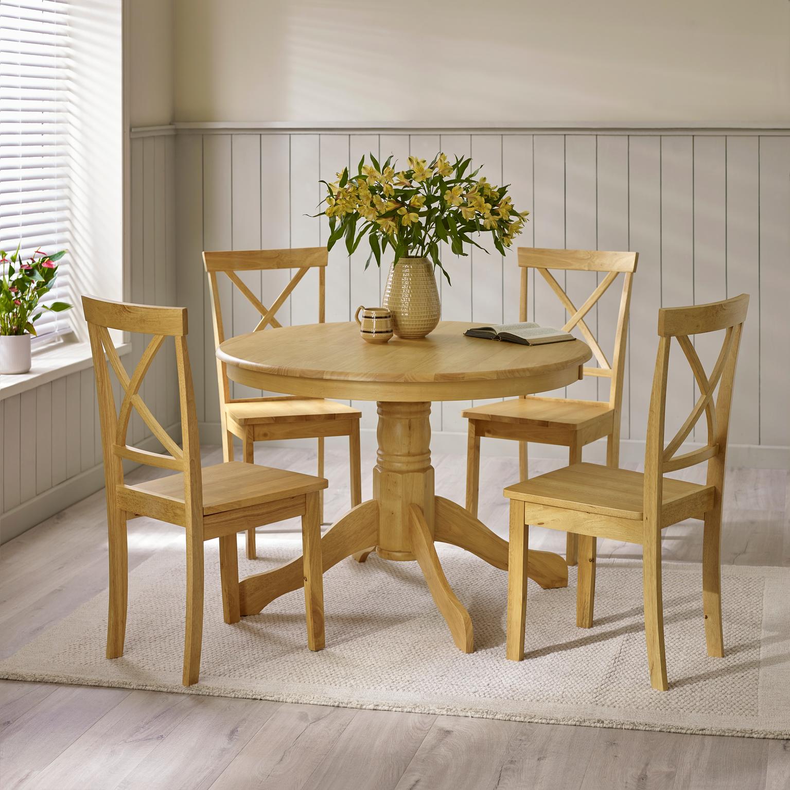 Bude 106cm Round Wooden Dining Table & 4 Millford Chairs Farmhouse - Picture 27 of 38