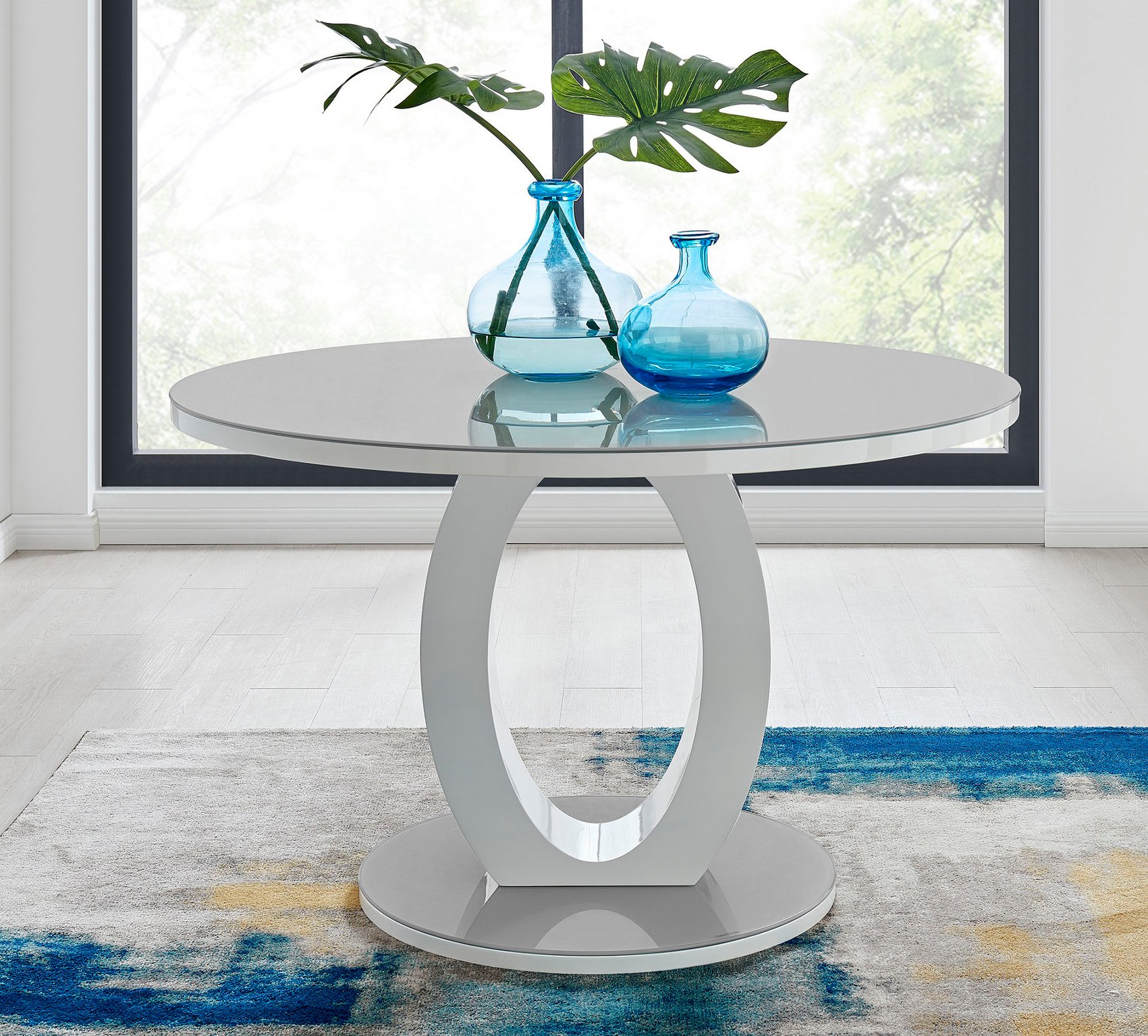 white high gloss lamp table