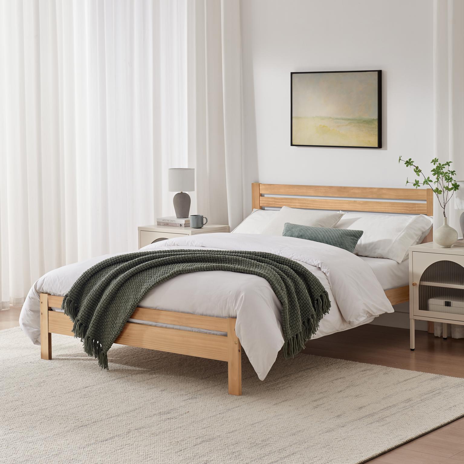 Declan Solid Pine Double Bed Frame