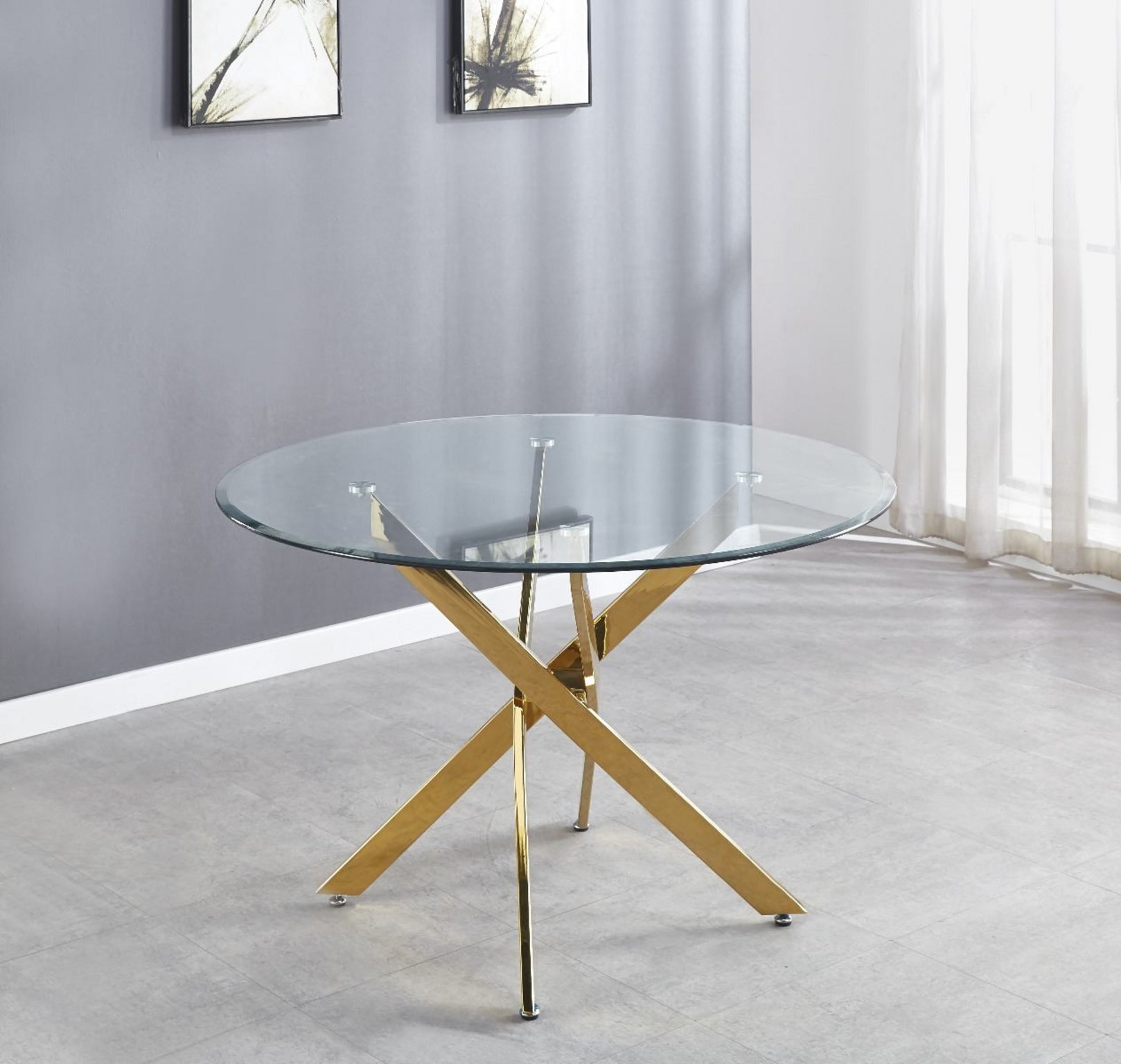NOVARA Gold Round Tempered Glass Dining Table And 4 Faux Leather Dining Chairs - Picture 35 of 410
